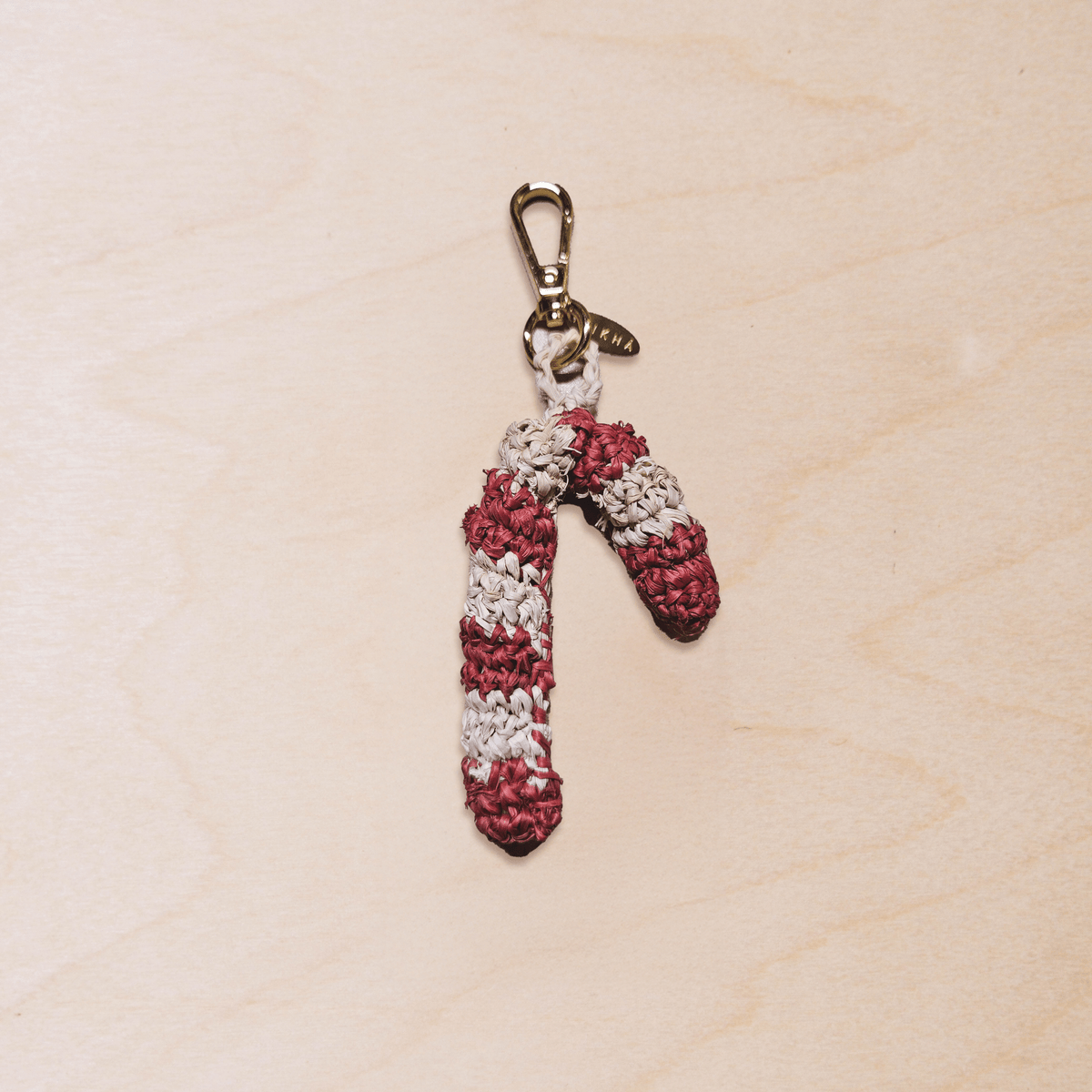 Bag charms - Candy Cane Bag Charm – Raffia Crochet Holiday Keychain | LIKHÂ - LIKHÂ