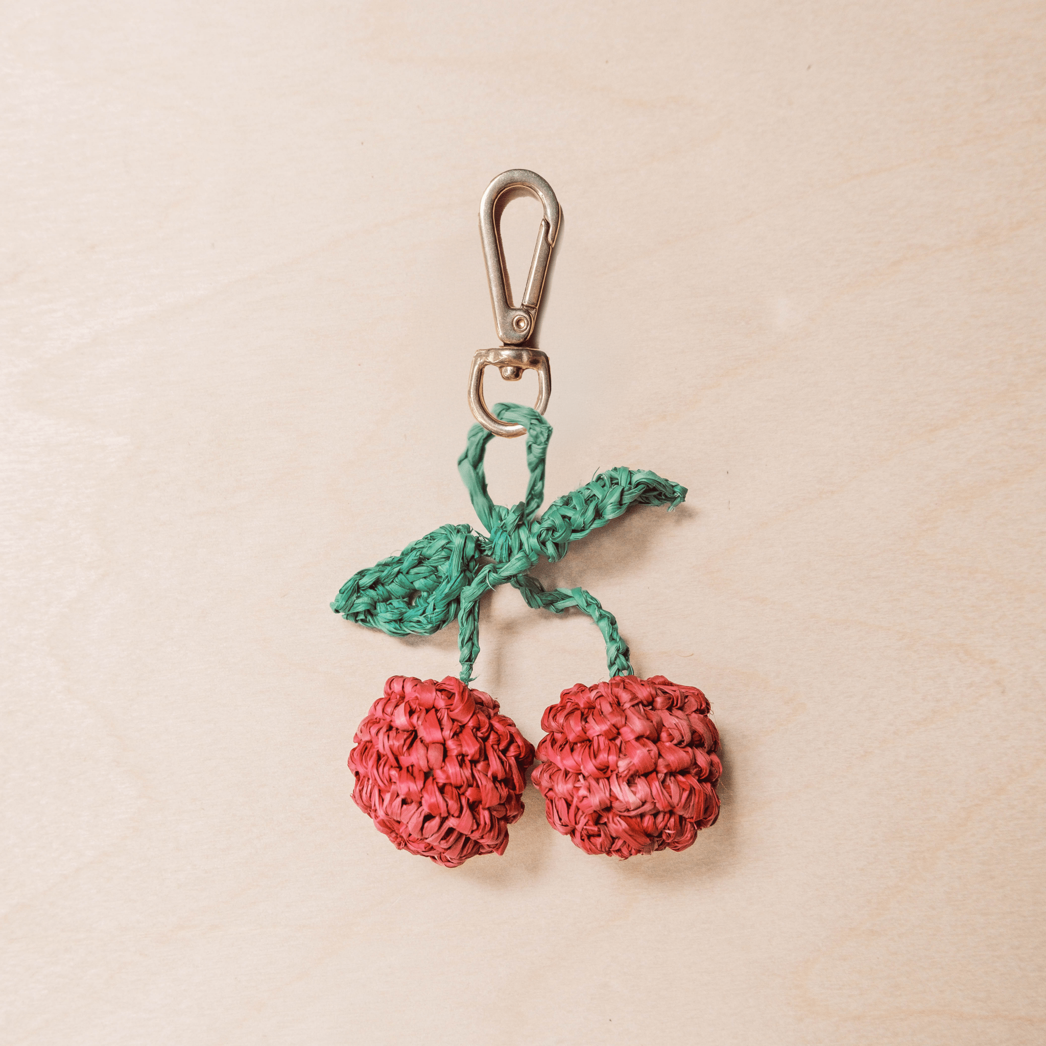 Bag charms - Cherry Raffia Crochet Bag Charm - Handmade Bag Accessory | LIKHÂ - LIKHÂ