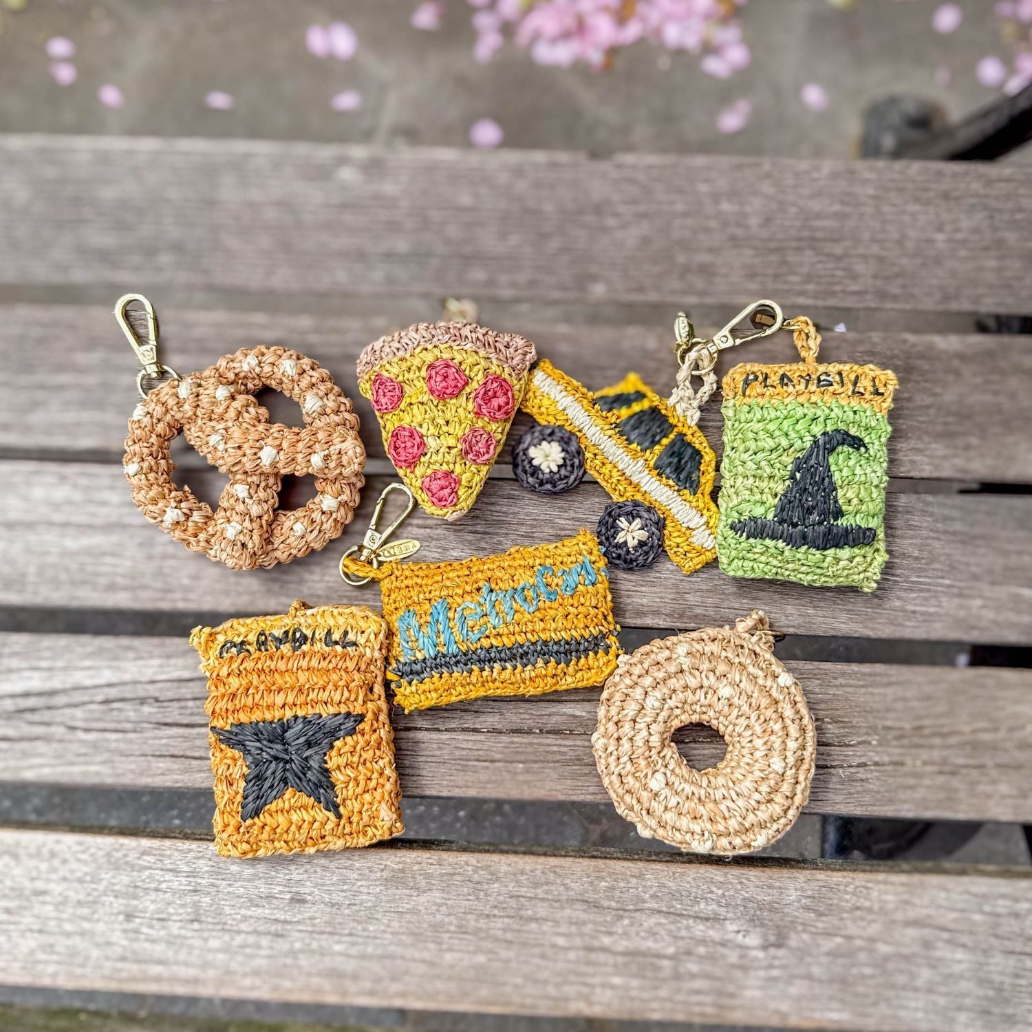 Bag charms - NYC Pizza Bag Charm – Raffia Crochet Food Keychain | LIKHÂ - LIKHÂ