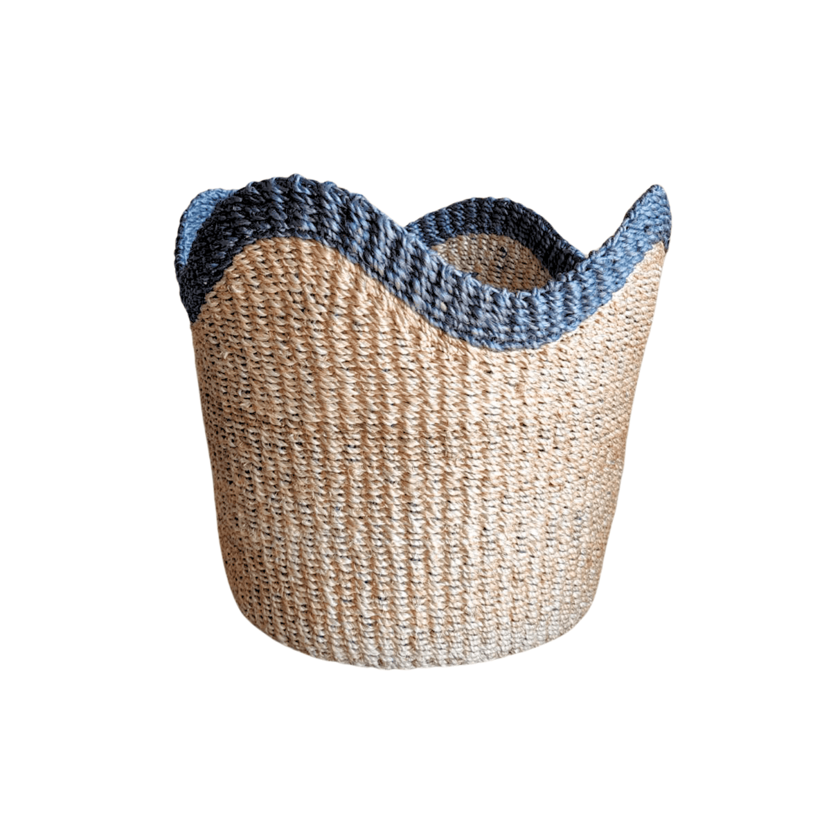 Baskets - Abaca Scallop Basket - Blue - LIKHÂ