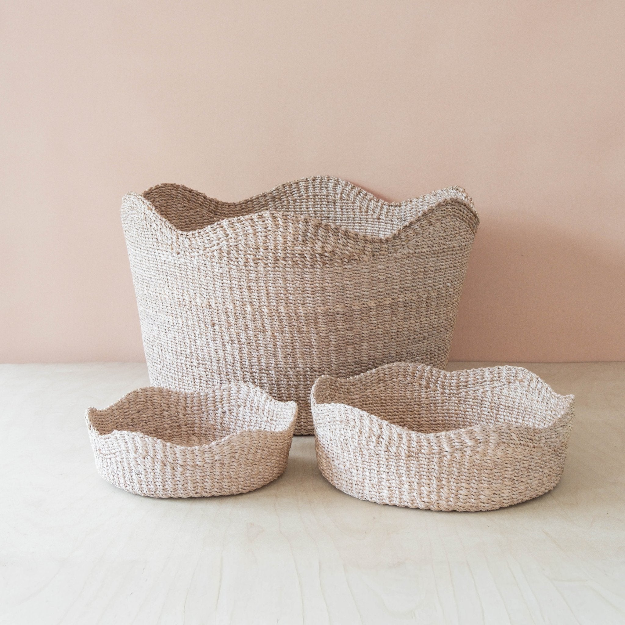 Baskets - Jumbo Scallop Basket – Natural Handwoven Abaca Basket | LIKHÂ - LIKHÂ