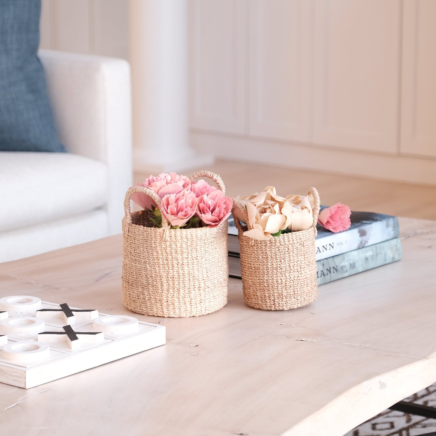 Baskets - Natural Tabletop Mini Basket with Handle Set of 2 - Weave Baskets | LIKHÂ - LIKHÂ