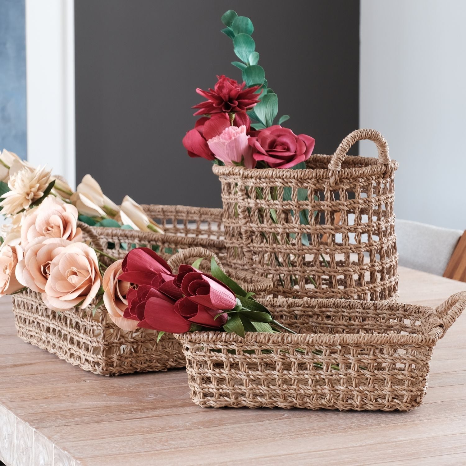 Baskets - Open Weave Rectangular Trays, set of 3 – Handcrafted Bangkuan Trays | LIKHÂ - LIKHÂ