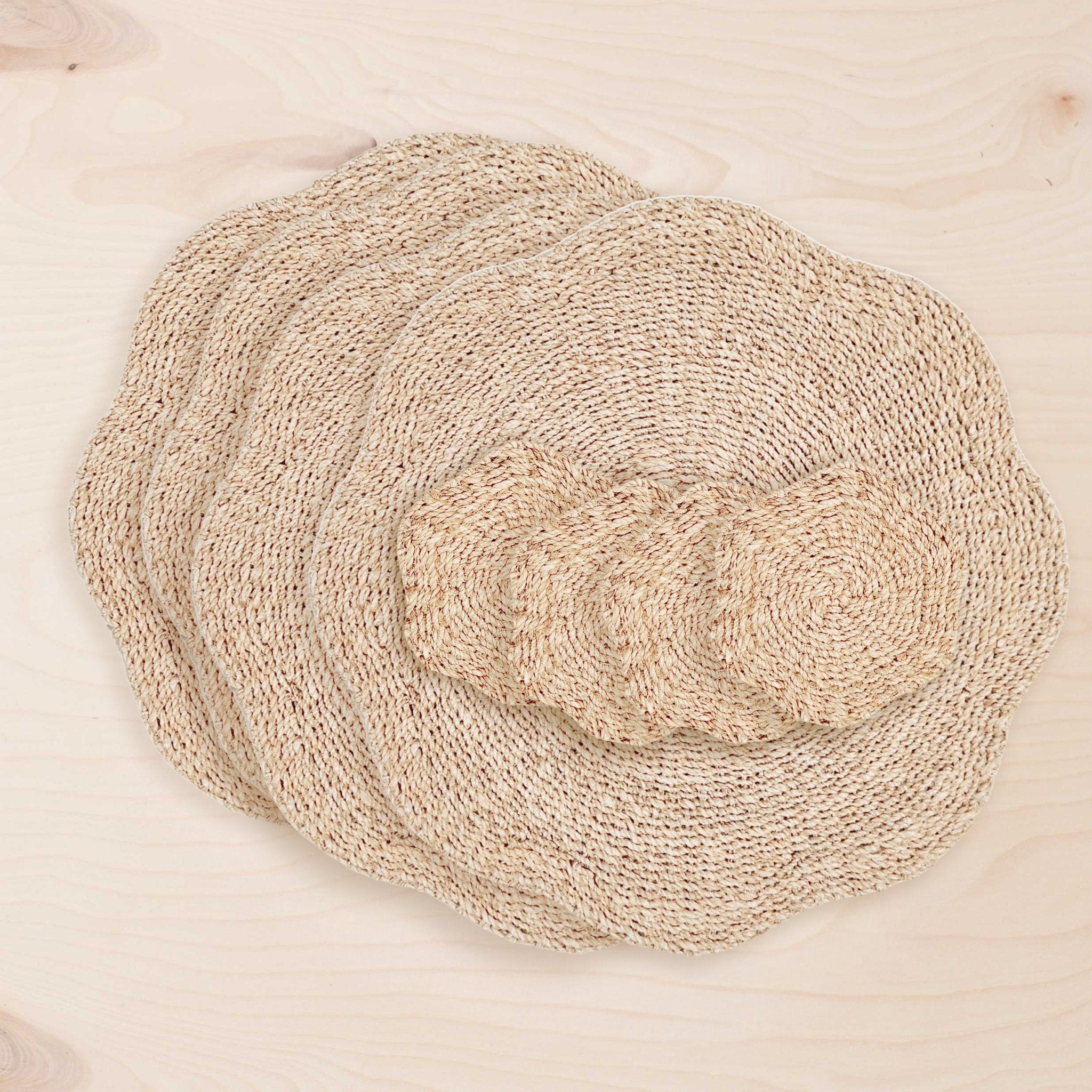 Coasters - Natural Scallop Coasters, set of 4 – Handwoven Abaca Coasters | LIKHÂ - LIKHÂ