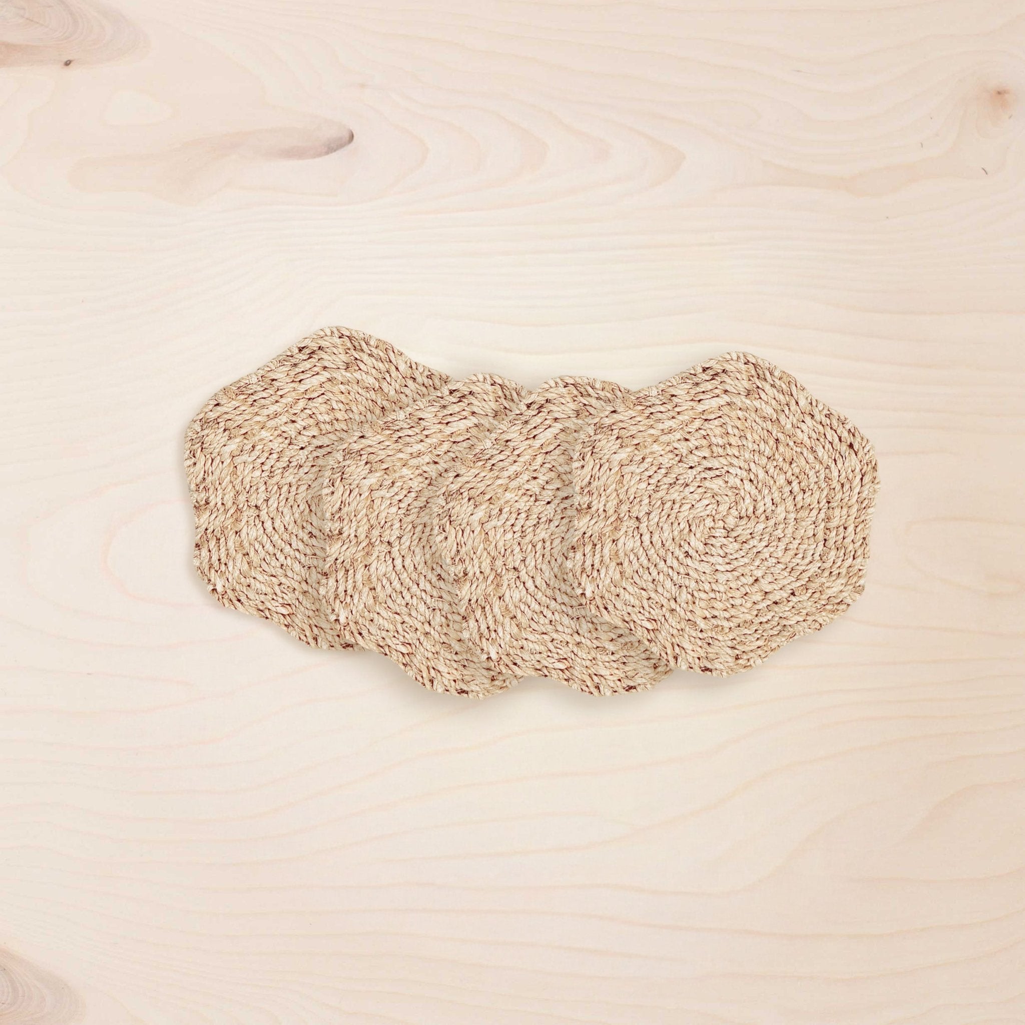Coasters - Natural Scallop Coasters, set of 4 – Handwoven Abaca Coasters | LIKHÂ - LIKHÂ