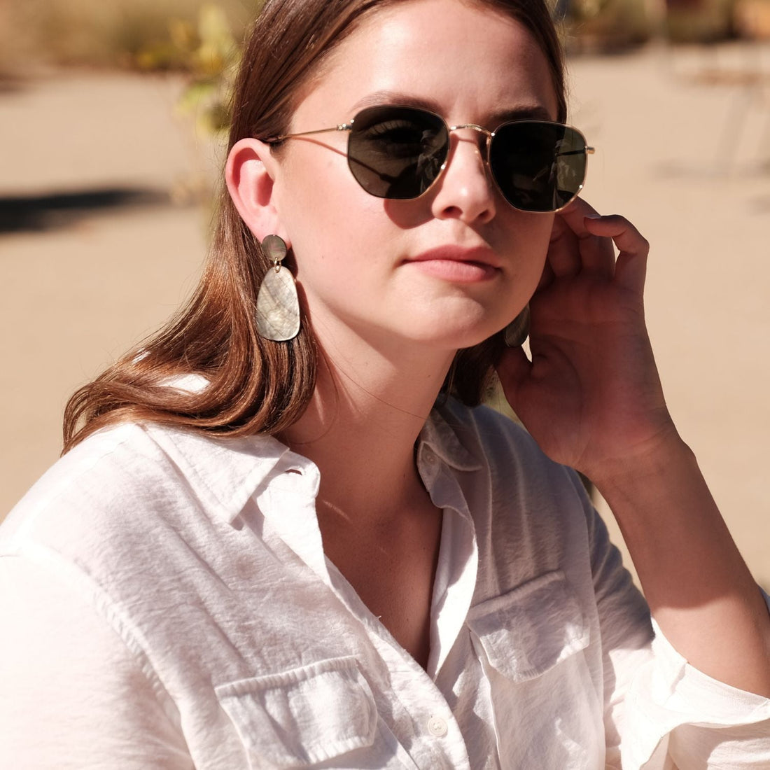 Earrings, Jewelry - Black Stud Earrings - Mother of Pearl | LIKHÂ - LIKHÂ