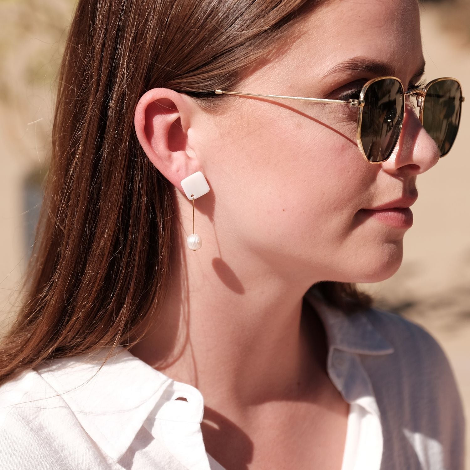Earrings, Jewelry - White Pearl Drop Earrings - Mother of Pearl | LIKHÂ - LIKHÂ