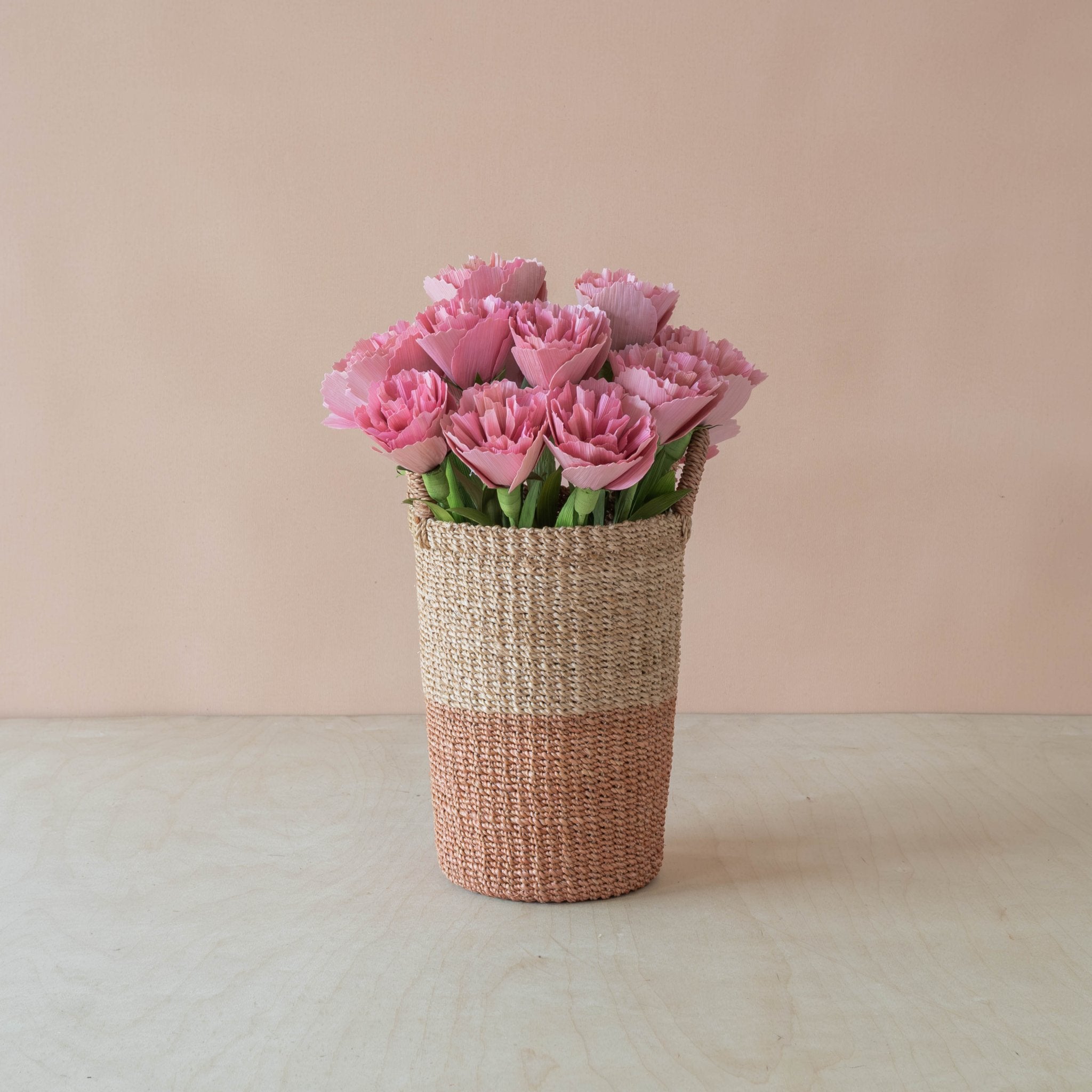 flower - Coral Pink Carnation Corn Husk Flowers, case of 6 – Handcrafted Floral Stems | LIKHÂ - LIKHÂ