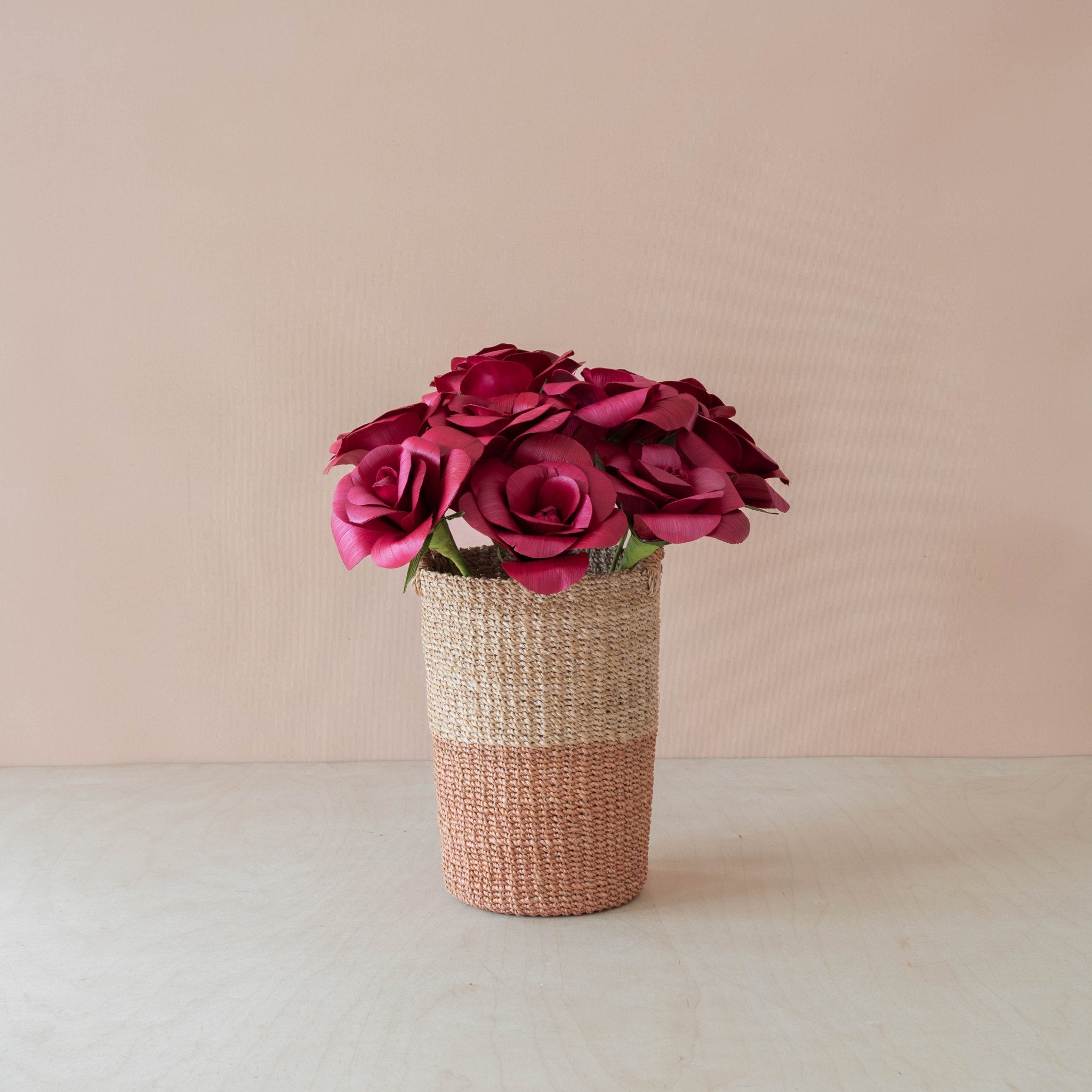 flower - Deep Pink Rose Corn Husk Flowers, case of 6 – Decorative Flower Accents | LIKHÂ - LIKHÂ