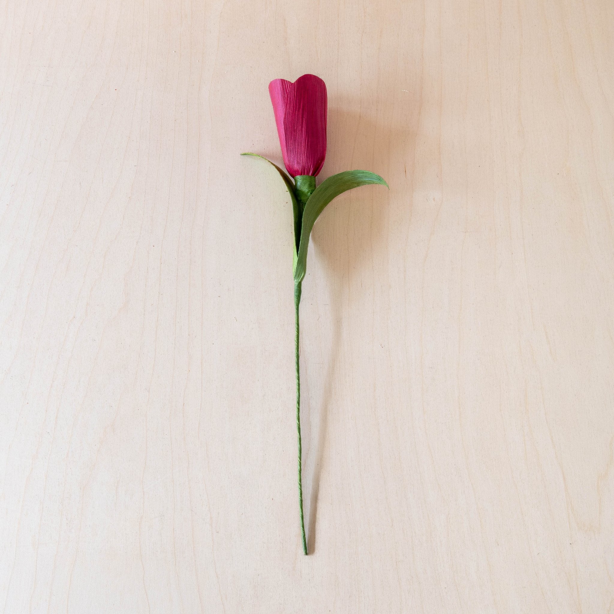 flower - Deep Pink Tulip Corn Husk Flowers, case of 6 – Colorful Flower Stems | LIKHÂ - LIKHÂ