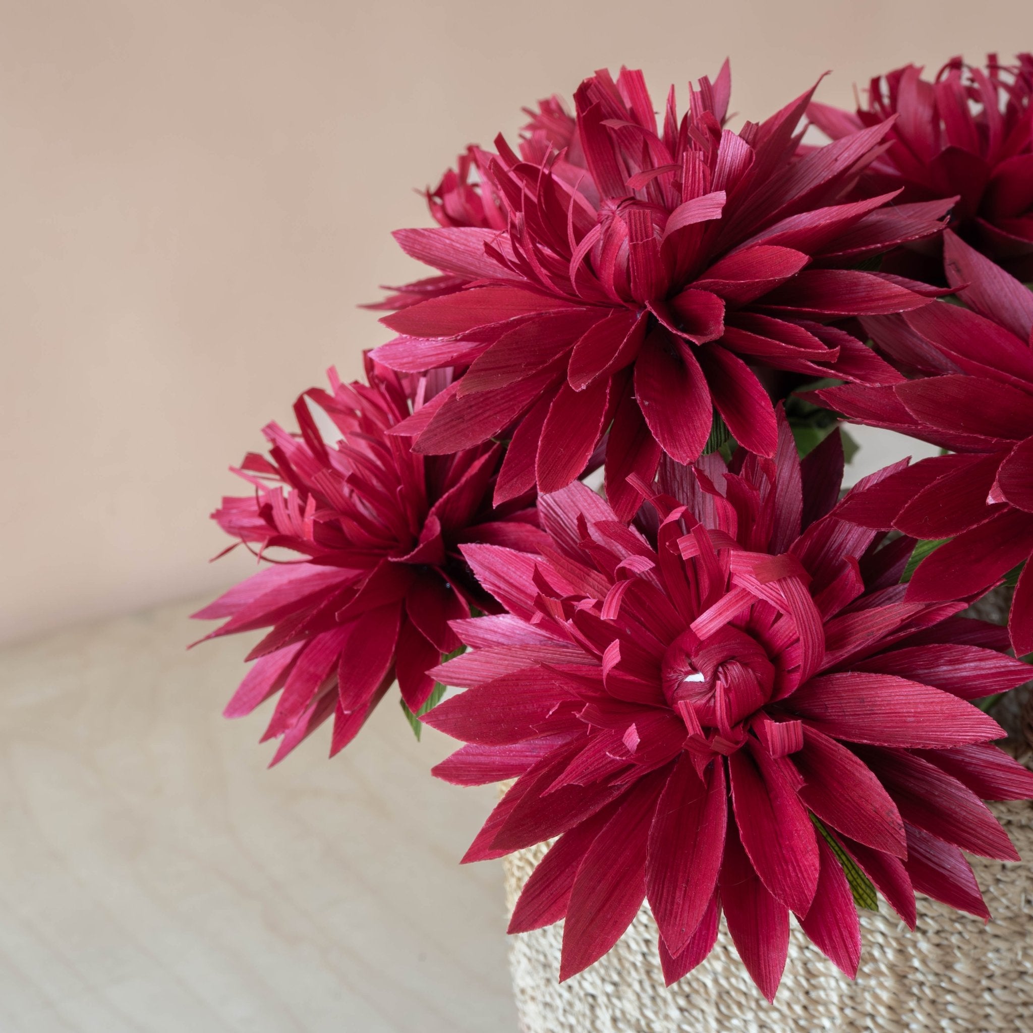 flower - Deep Pink Waterlily Corn Husk Flowers, case of 6 – Handcrafted Floral Stems | LIKHÂ - LIKHÂ