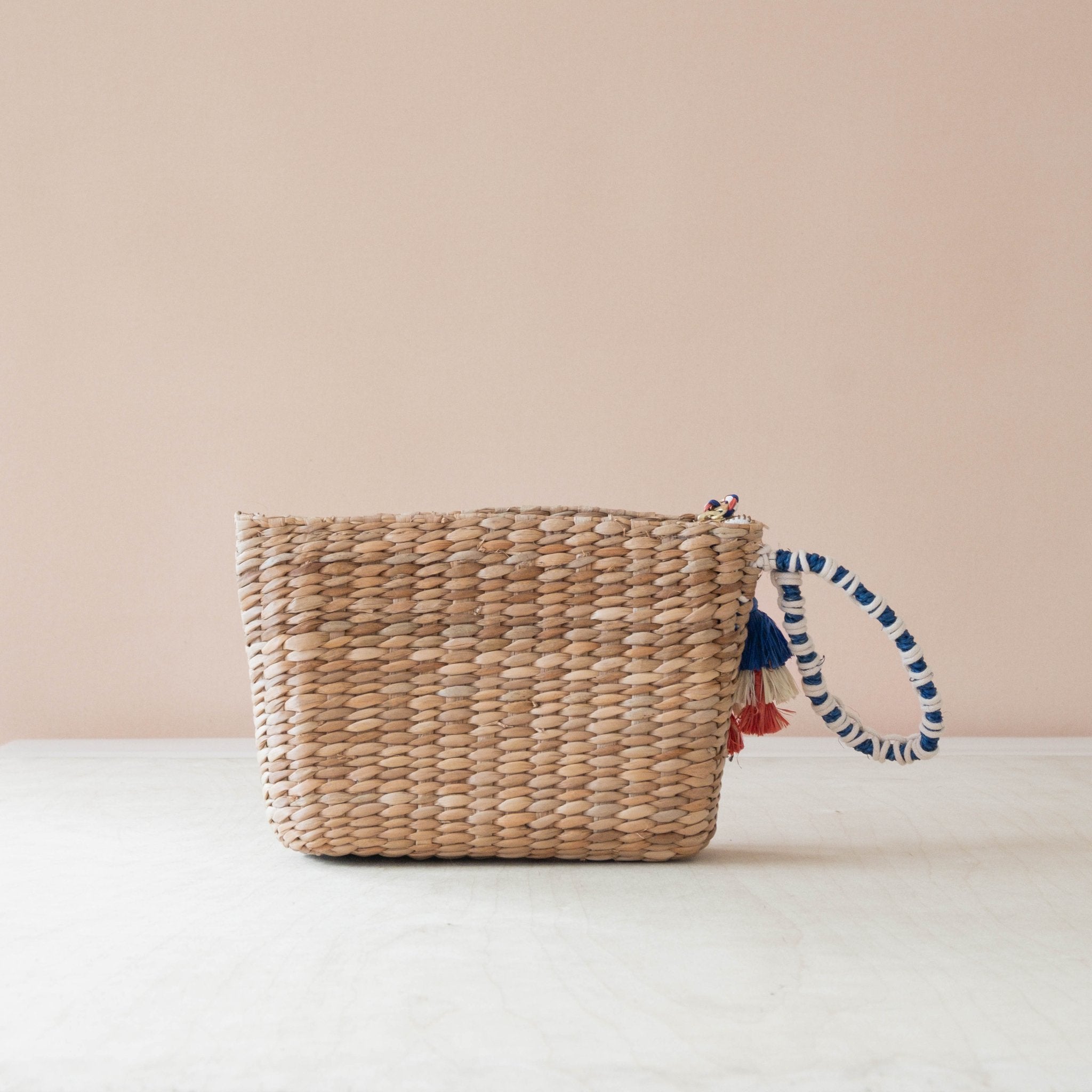 Handbags - Mini Woven Pouch with Wristlet and Embroidered Bonjour – Handwoven Wristlet | LIKHÂ - LIKHÂ