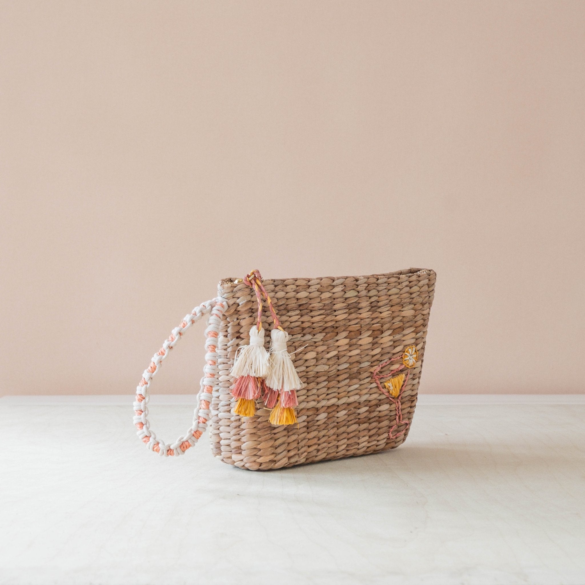 Handbags - Mini Woven Pouch with Wristlet and Embroidered Cocktail – Handcrafted Wristlet | LIKHÂ - LIKHÂ