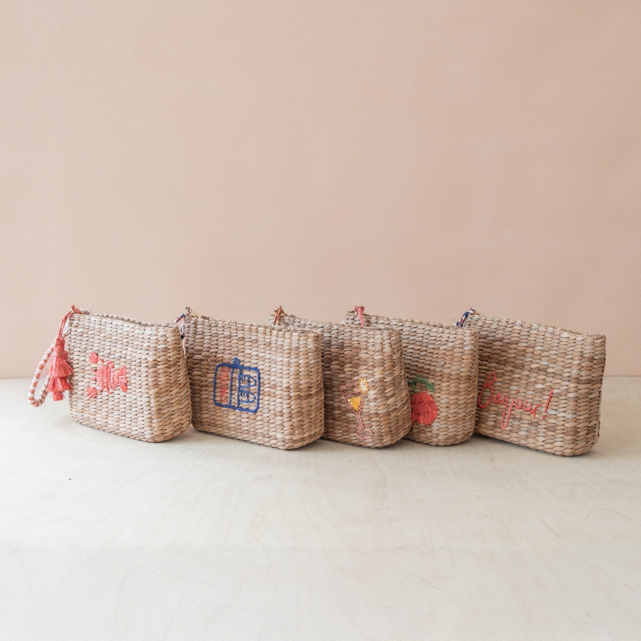 Handbags - Mini Woven Pouch with Wristlet and Embroidered Cocktail – Handcrafted Wristlet | LIKHÂ - LIKHÂ