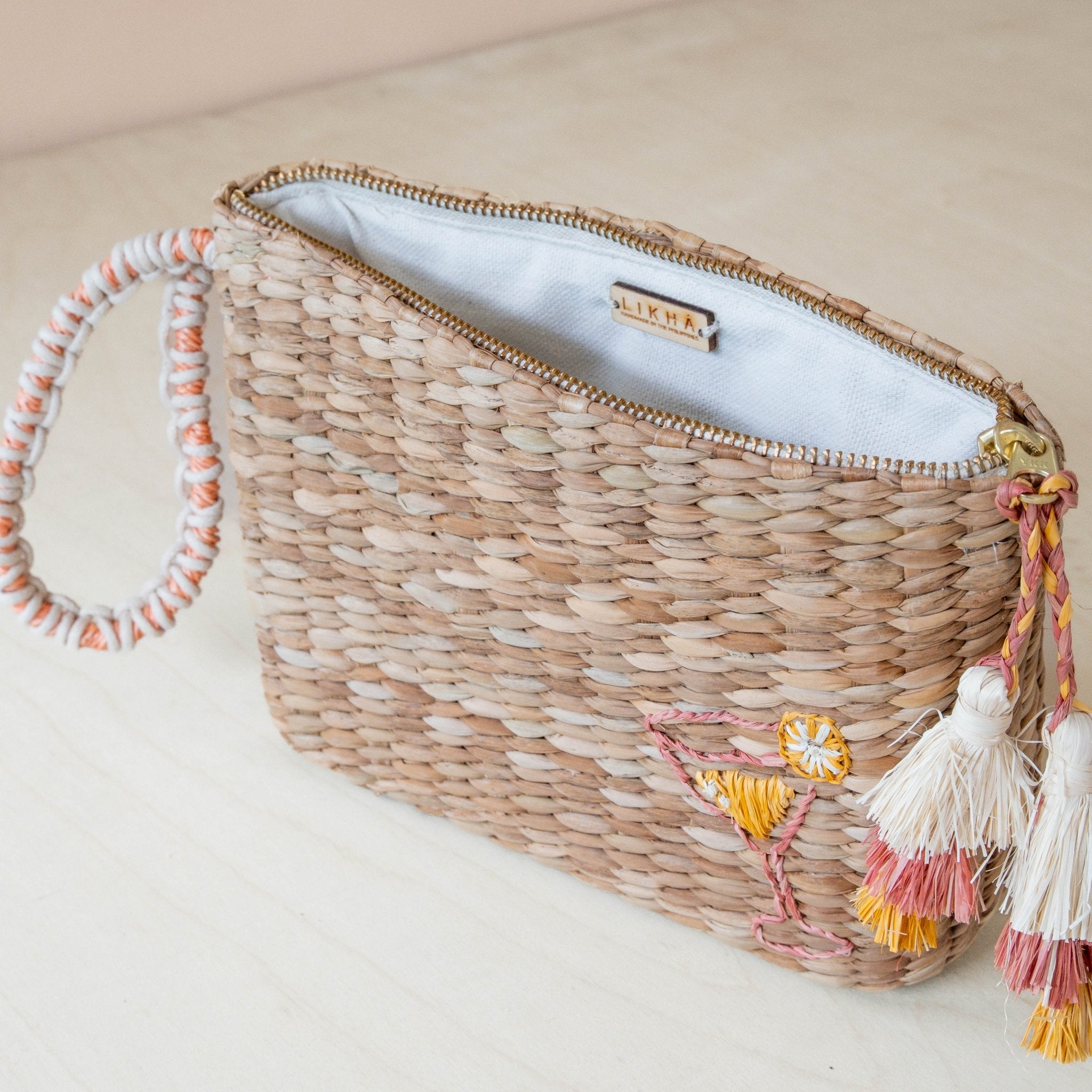 Handbags - Mini Woven Pouch with Wristlet and Embroidered Cocktail – Handcrafted Wristlet | LIKHÂ - LIKHÂ