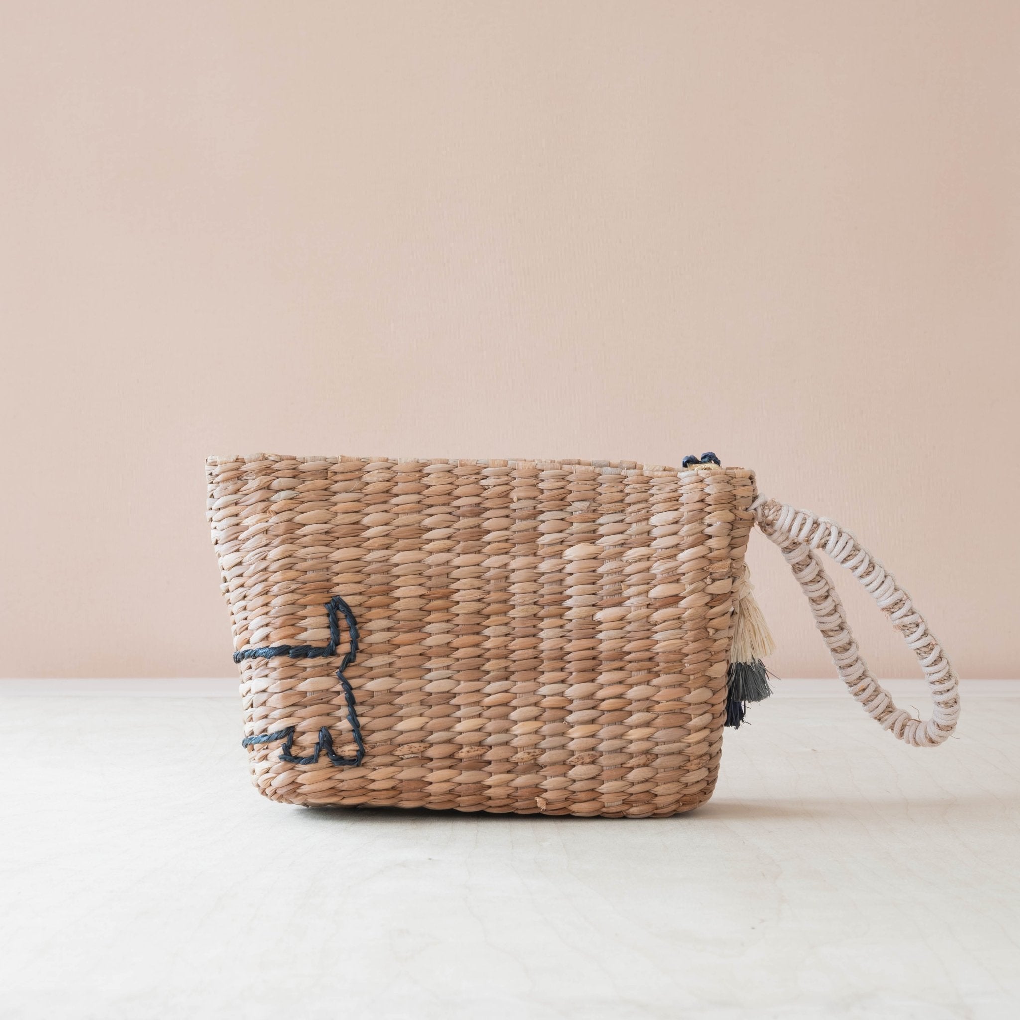 Handbags - Mini Woven Pouch with Wristlet and Embroidered Dachshund – Handcrafted Wristlet | LIKHÂ - LIKHÂ