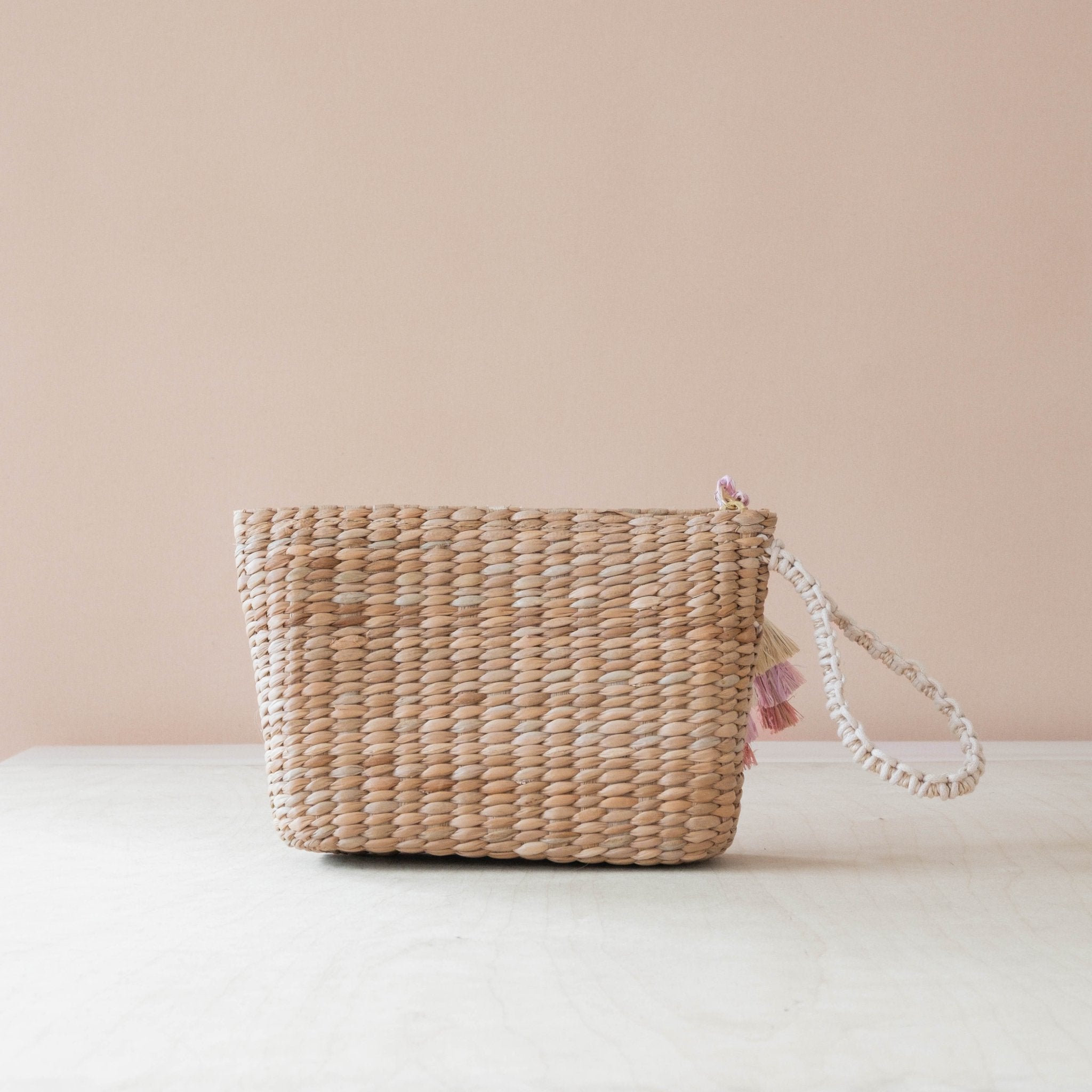 Handbags - Mini Woven Pouch with Wristlet and Embroidered Hummingbird – Designer Pouch | LIKHÂ - LIKHÂ