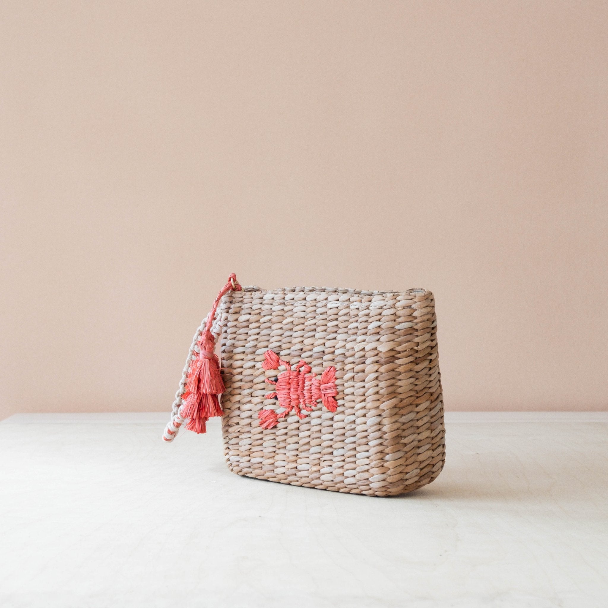 Handbags - Mini Woven Pouch with Wristlet and Embroidered Lobster – Artisan Wristlet | LIKHÂ - LIKHÂ