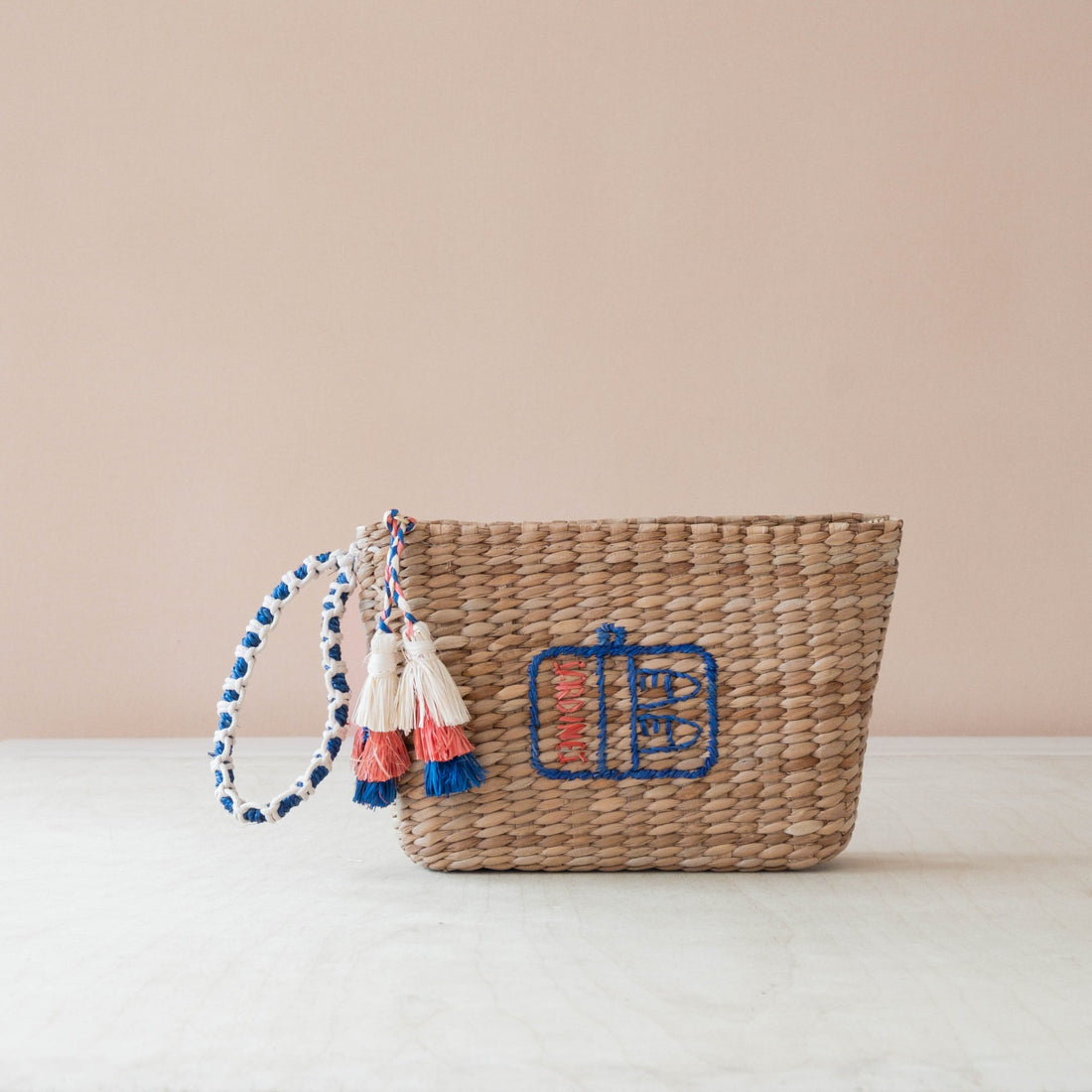 Handbags - Mini Woven Pouch with Wristlet and Embroidered Sardine Can – Handwoven Pouch | LIKHÂ - LIKHÂ