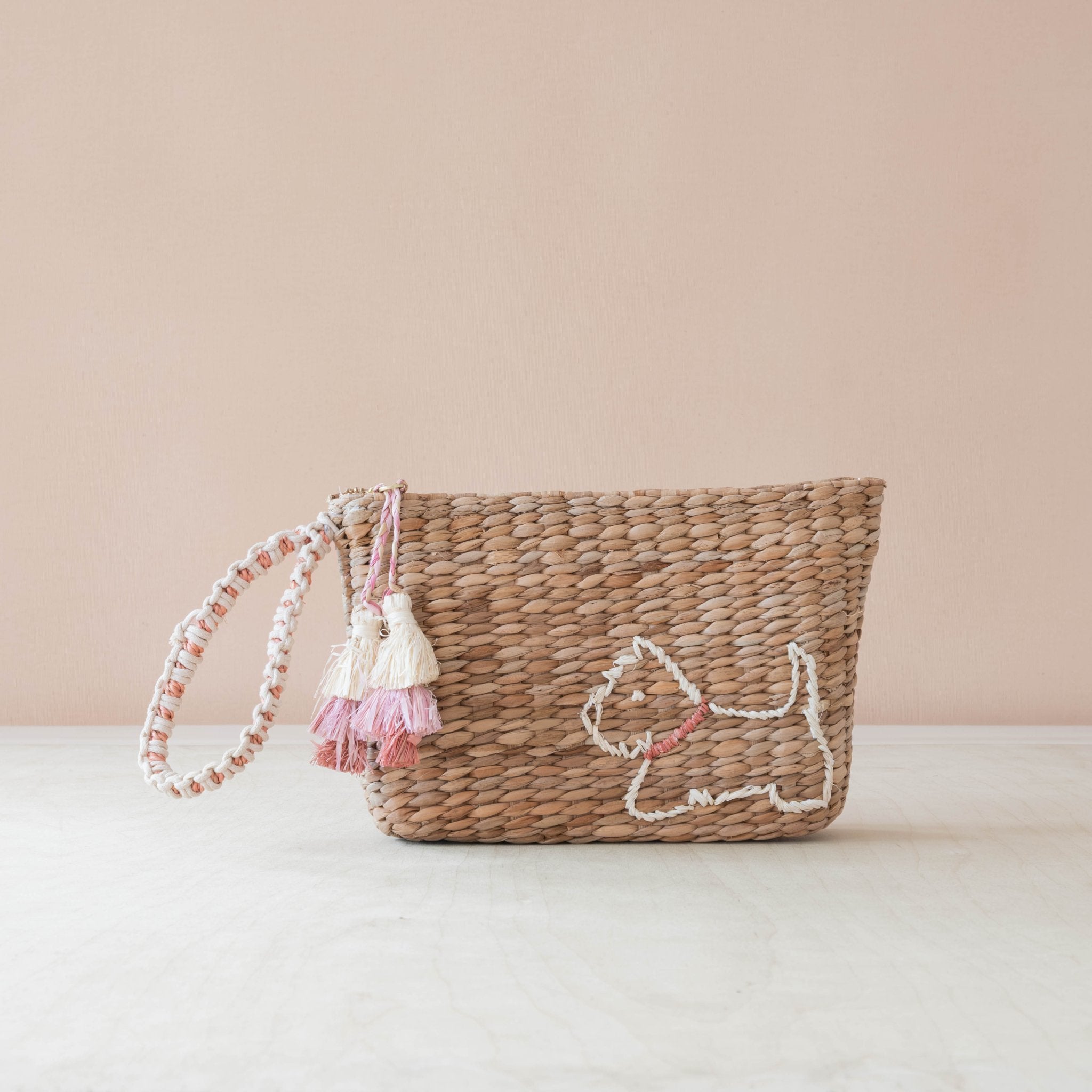 Handbags - Mini Woven Pouch with Wristlet and Embroidered Westie – Artisan Pouch | LIKHÂ - LIKHÂ