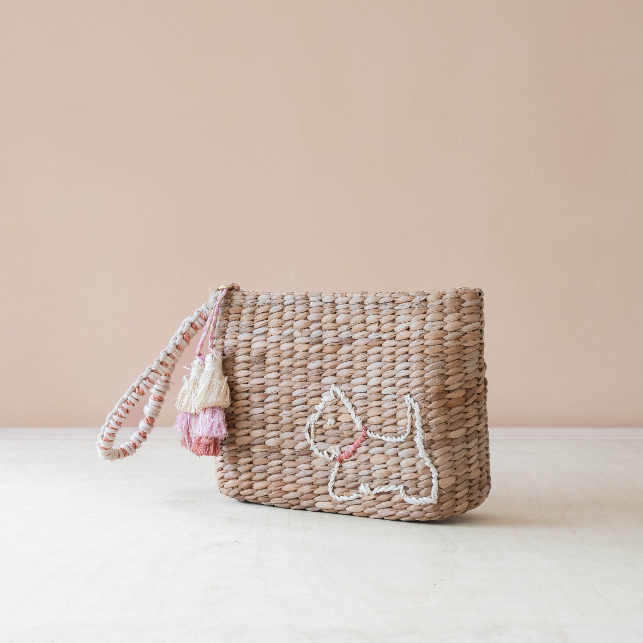 Handbags - Mini Woven Pouch with Wristlet and Embroidered Westie – Artisan Pouch | LIKHÂ - LIKHÂ