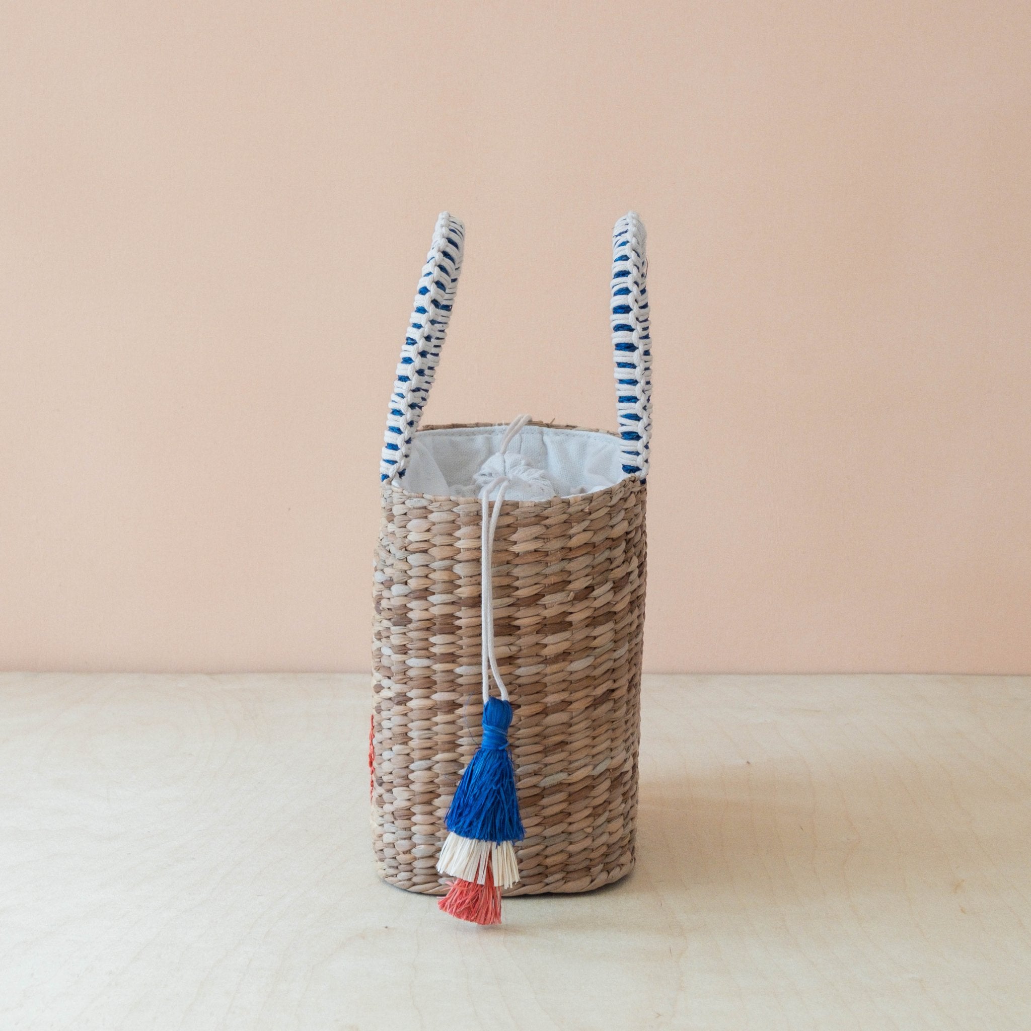 Handbags - Mini Woven Tote Bag with Embroidered Bonjour – Handwoven Beach Tote | LIKHÂ - LIKHÂ