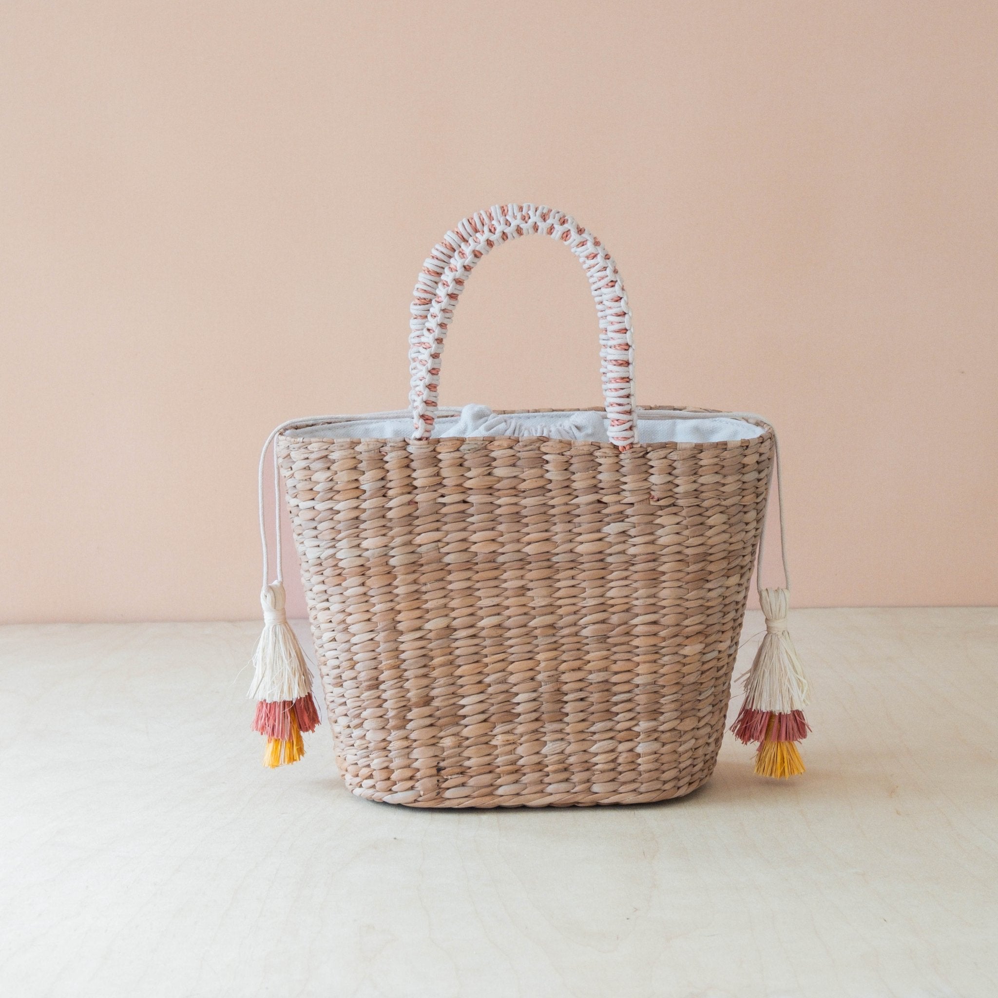 Handbags - Mini Woven Tote Bag with Embroidered Cocktail – Handcrafted Straw Tote | LIKHÂ - LIKHÂ