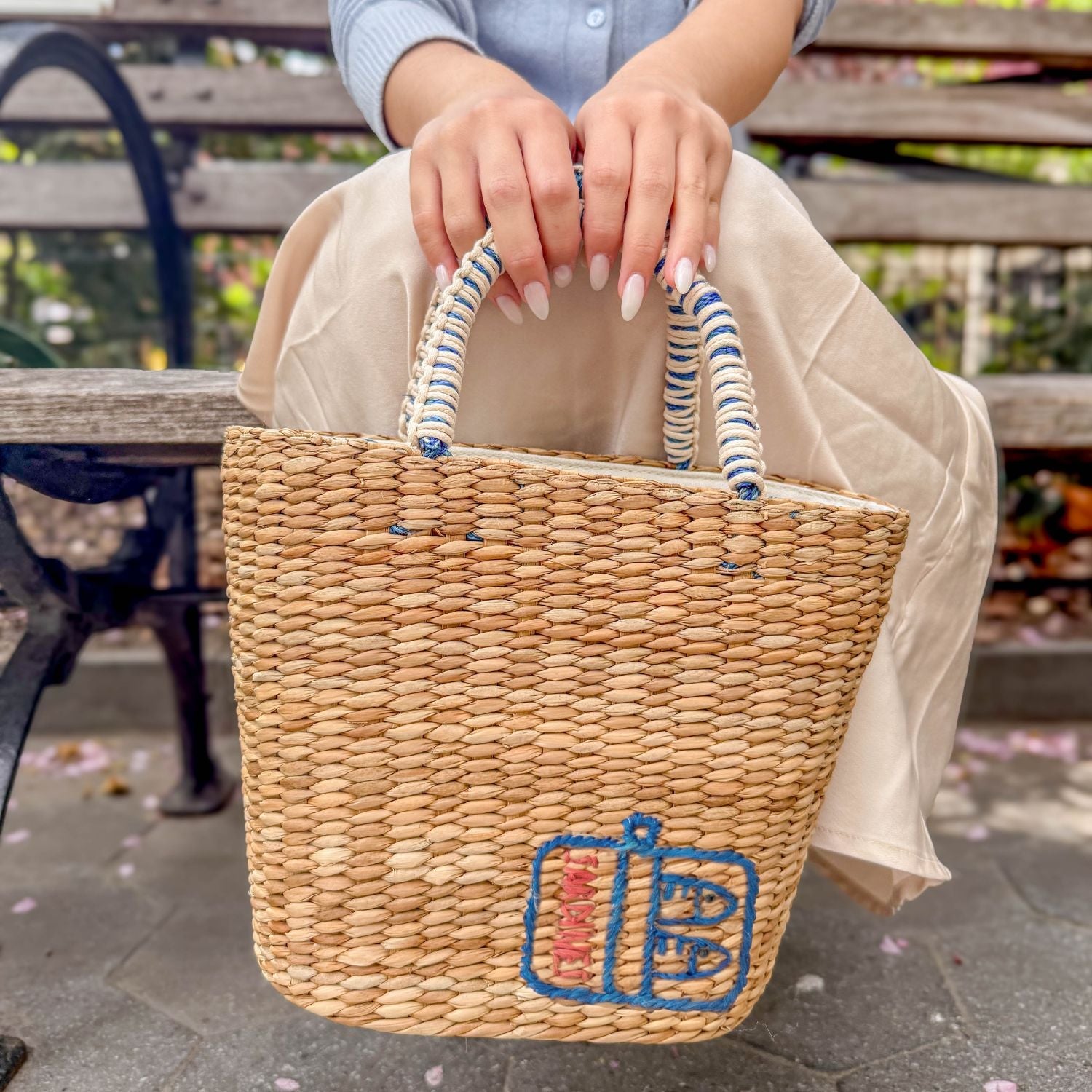 Handbags - Mini Woven Tote Bag with Embroidered Sardine Can – Artisan Tote | LIKHÂ - LIKHÂ