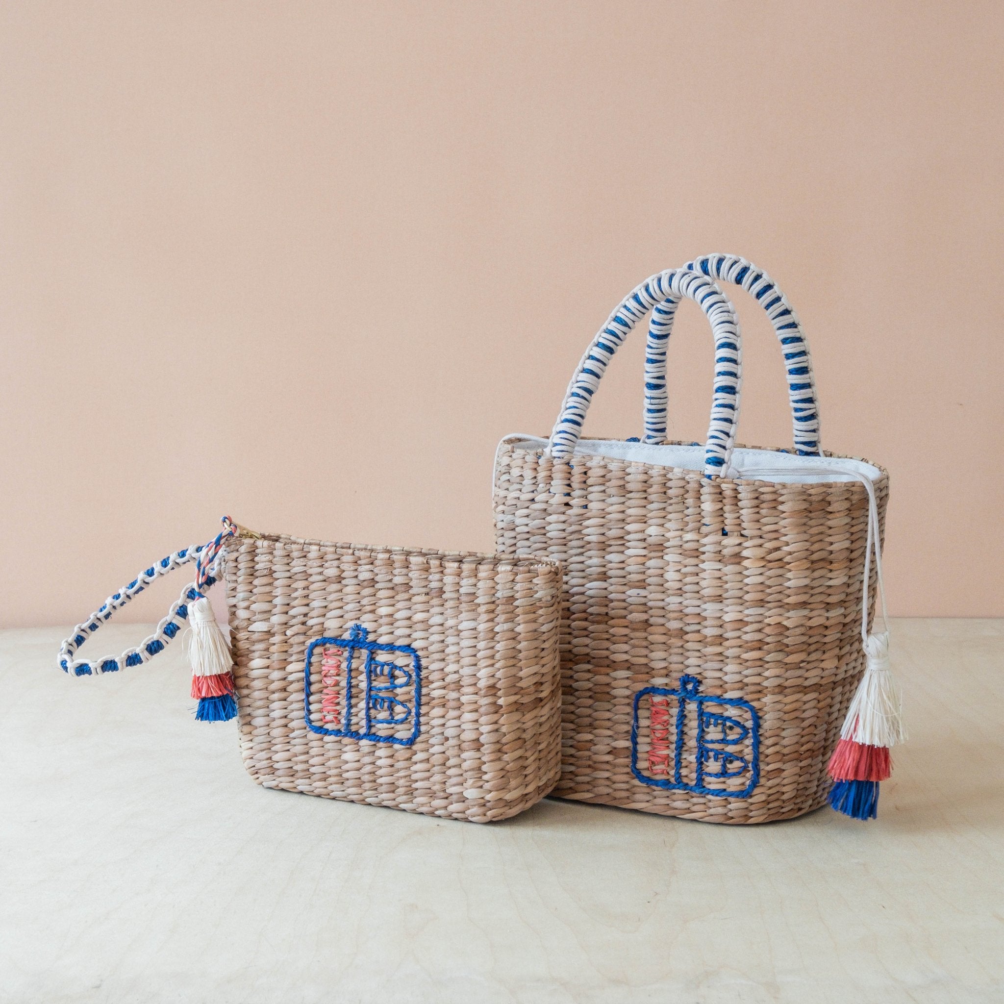Handbags - Mini Woven Tote Bag with Embroidered Sardine Can – Artisan Tote | LIKHÂ - LIKHÂ