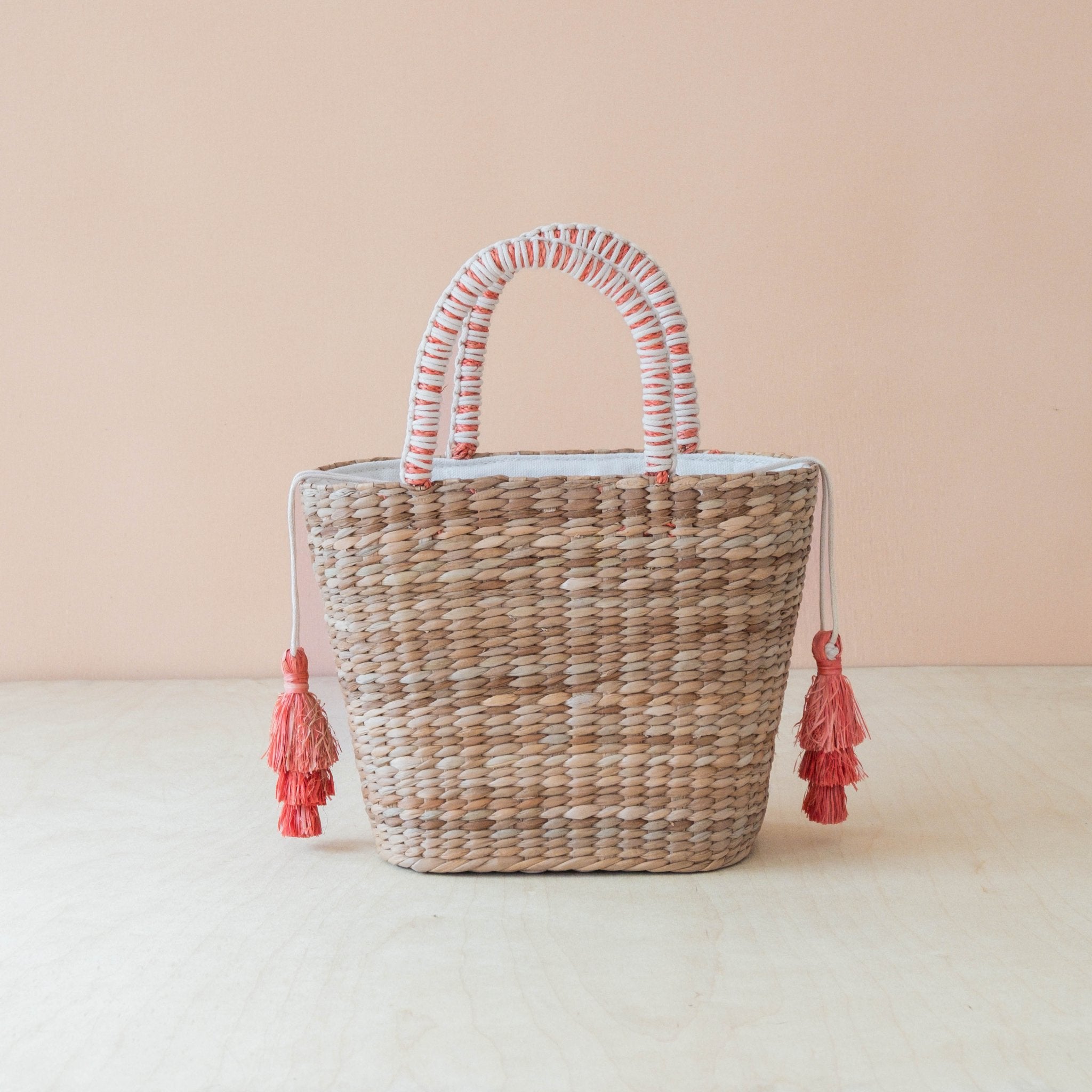 Handbags - Mini Woven Tote Bag with Embroidered Tomato – Everyday Woven Tote | LIKHÂ - LIKHÂ