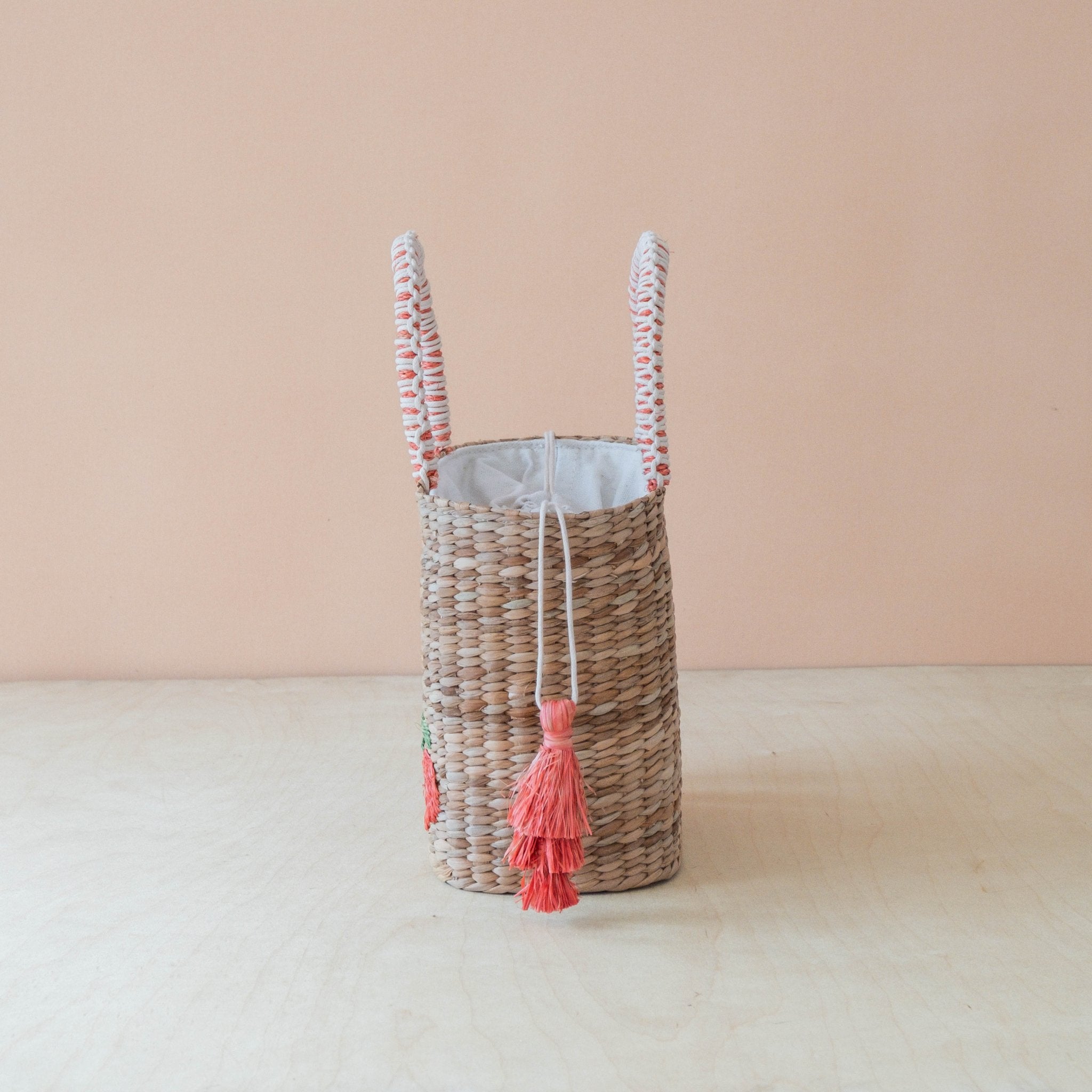 Handbags - Mini Woven Tote Bag with Embroidered Tomato – Everyday Woven Tote | LIKHÂ - LIKHÂ