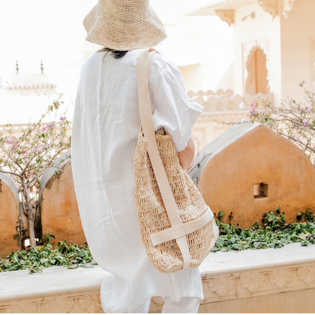 Handbags - Raffia Beach Tote with Sun Hat – Handwoven Summer Tote Set | LIKHÂ - LIKHÂ