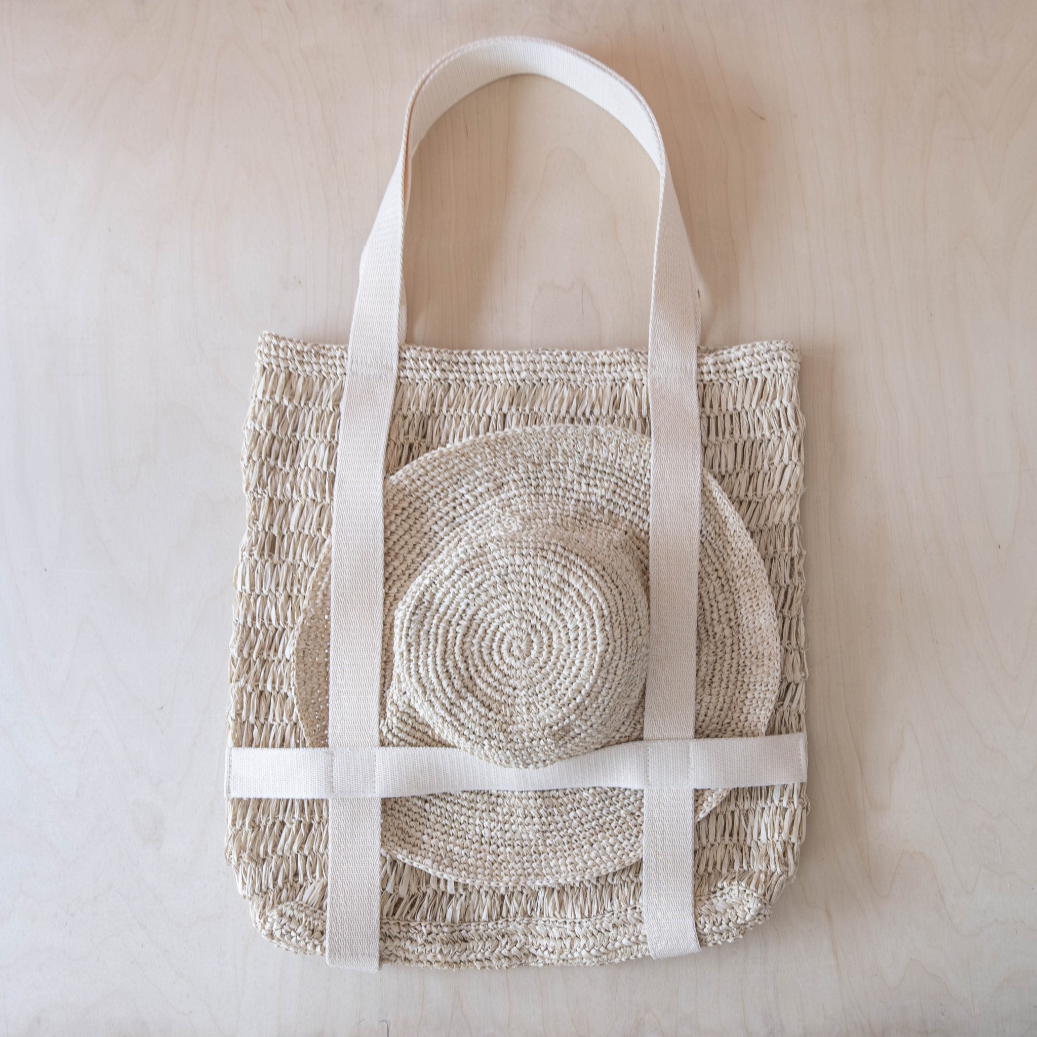 Handbags - Raffia Beach Tote with Sun Hat – Handwoven Summer Tote Set | LIKHÂ - LIKHÂ