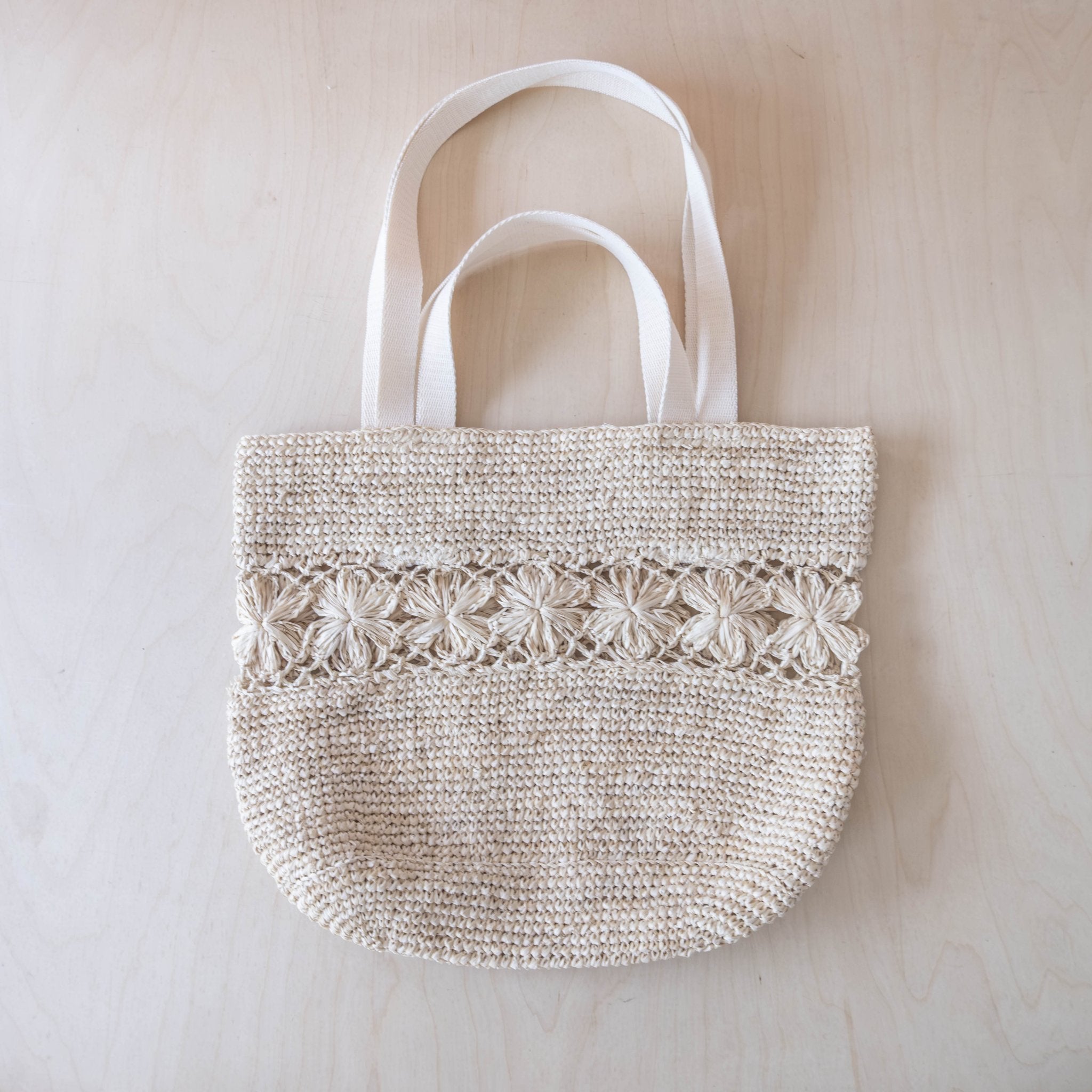 Handbags - Raffia Flower Weave Tapered Tote – Handmade Market Bag | LIKHÂ - LIKHÂ