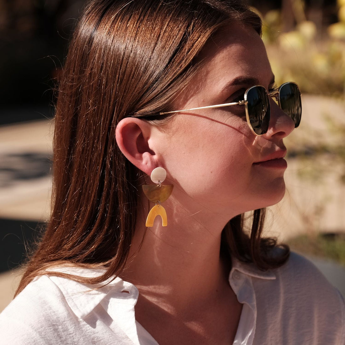 Jewelry - Light Tricolor Long Geometric Earrings - Dangle Earrings | LIKHÂ - LIKHÂ