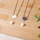 Jewelry, necklace - White Diamond + Pearl Drop Mother of Pearl Necklace - Elegant Necklace | LIKHA - LIKHÂ