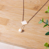 Jewelry, necklace - White Diamond + Pearl Drop Mother of Pearl Necklace - Elegant Necklace | LIKHA - LIKHÂ