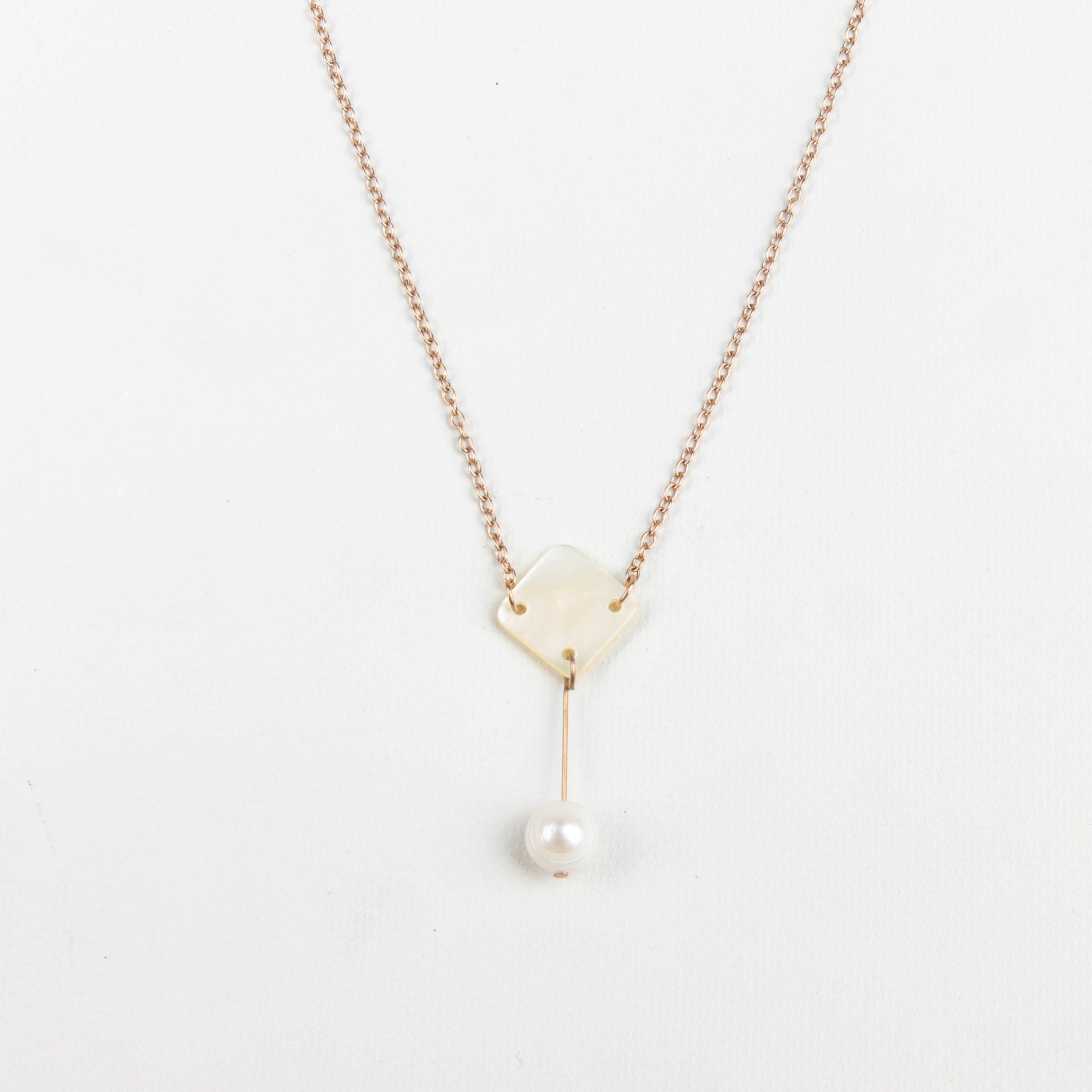 Jewelry, necklace - White Diamond + Pearl Drop Mother of Pearl Necklace - Elegant Necklace | LIKHA - LIKHÂ