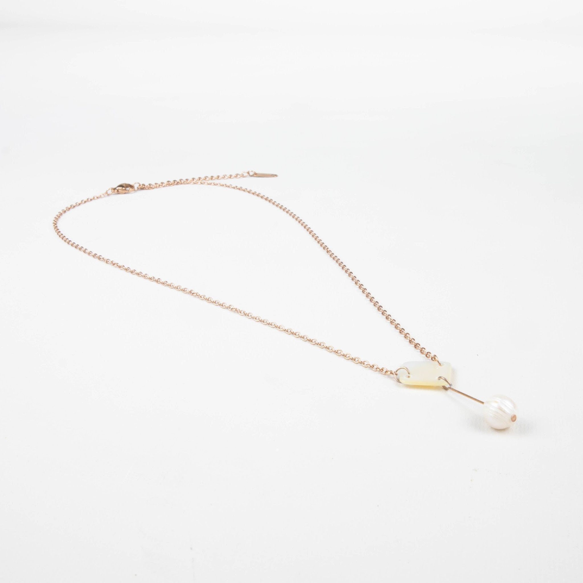 Jewelry, necklace - White Diamond + Pearl Drop Mother of Pearl Necklace - Elegant Necklace | LIKHA - LIKHÂ