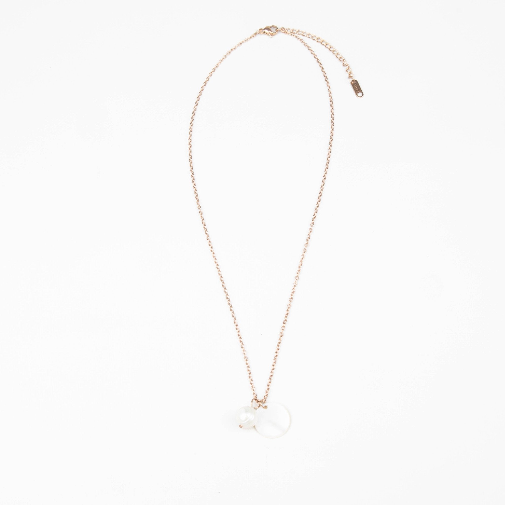 Jewelry, necklace - White Disc + Pearl Mother of Pearl Necklace - Minimalist Necklace | LIKHA - LIKHÂ