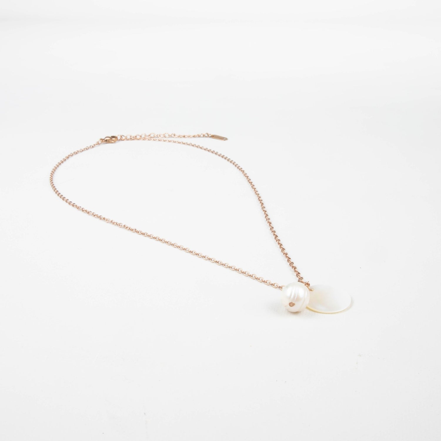 Jewelry, necklace - White Disc + Pearl Mother of Pearl Necklace - Minimalist Necklace | LIKHA - LIKHÂ