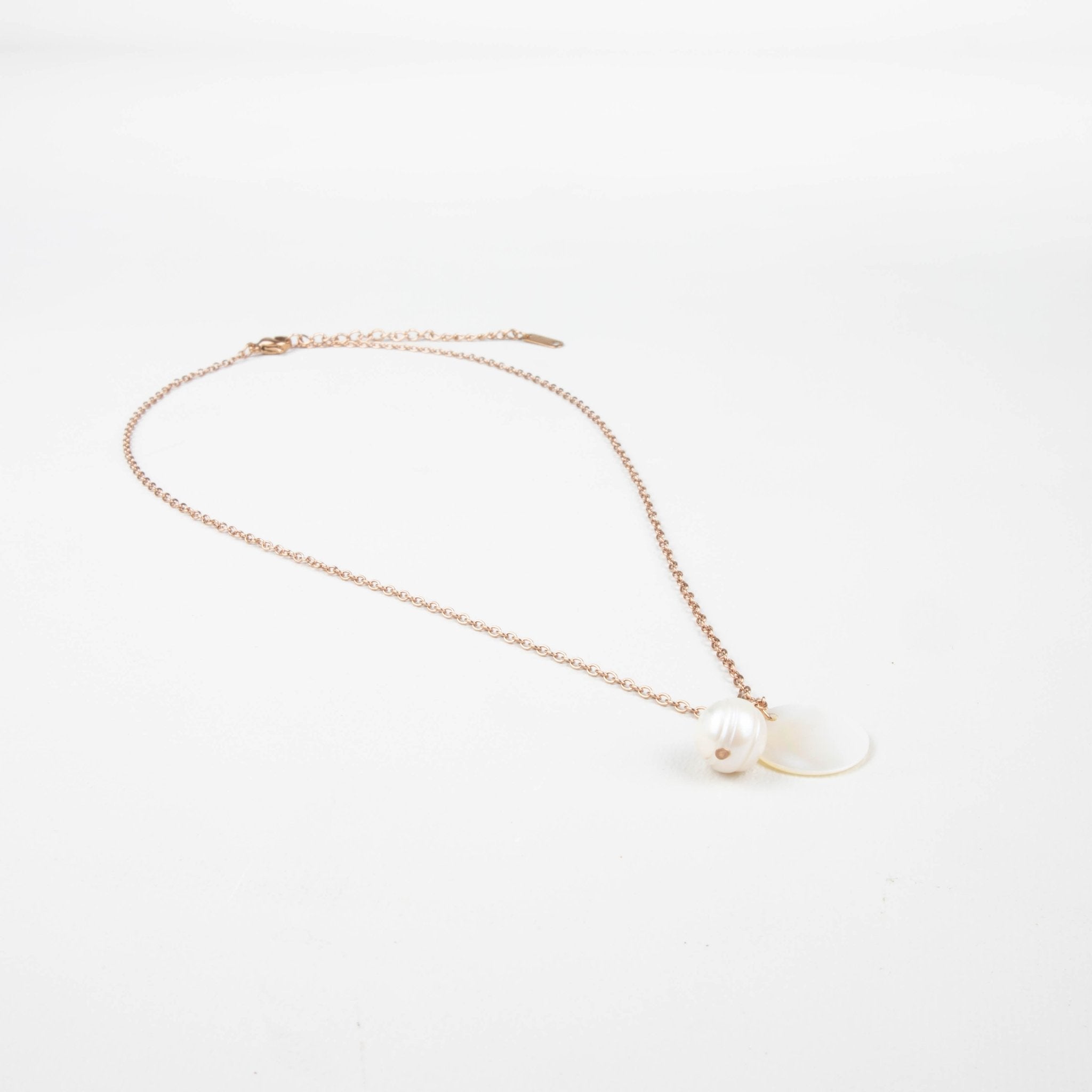 Jewelry, necklace - White Disc + Pearl Mother of Pearl Necklace - Minimalist Necklace | LIKHA - LIKHÂ