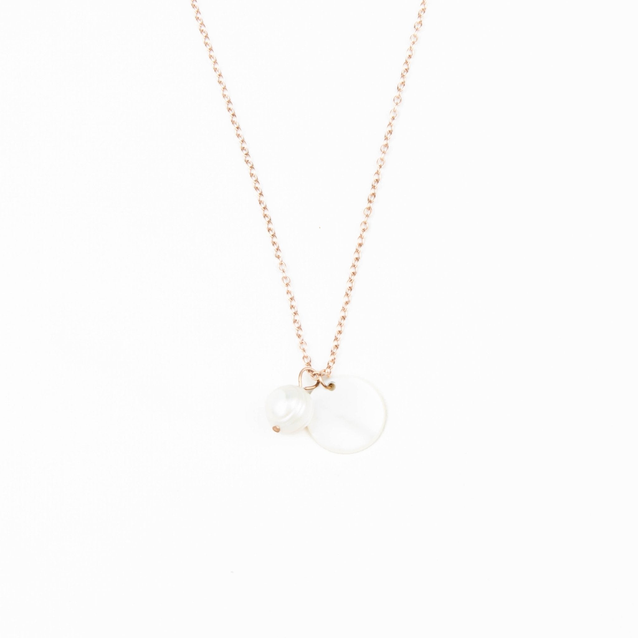 Jewelry, necklace - White Disc + Pearl Mother of Pearl Necklace - Minimalist Necklace | LIKHA - LIKHÂ