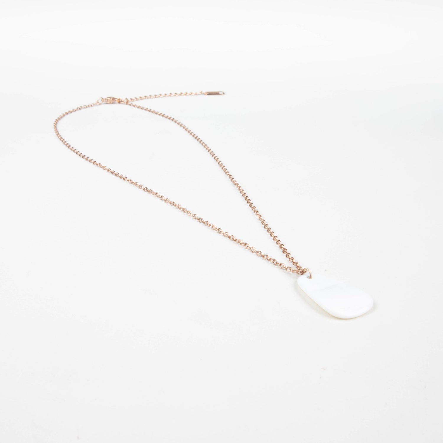 Jewelry, necklace - White Mother of Pearl Trapezoid Necklace with Rose Gold Chain - Minimalist Jewelry | LIKHA - LIKHÂ