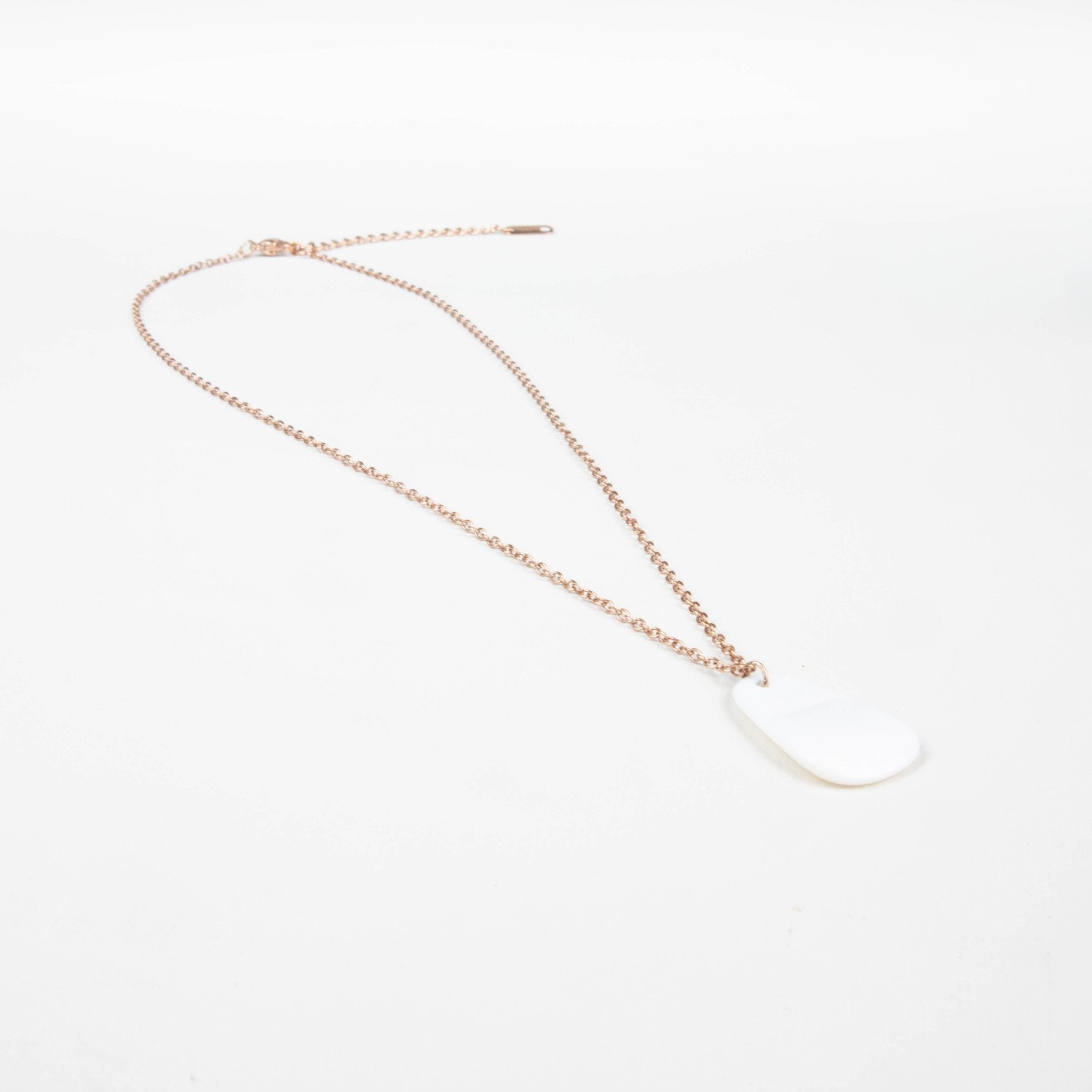 Jewelry, necklace - White Mother of Pearl Trapezoid Necklace with Rose Gold Chain - Minimalist Jewelry | LIKHA - LIKHÂ