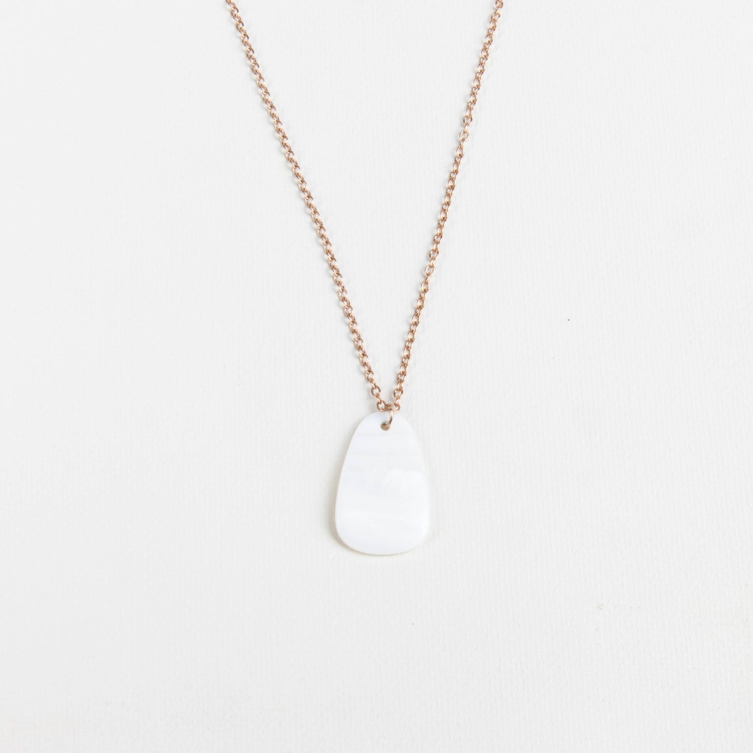 Jewelry, necklace - White Mother of Pearl Trapezoid Necklace with Rose Gold Chain - Minimalist Jewelry | LIKHA - LIKHÂ