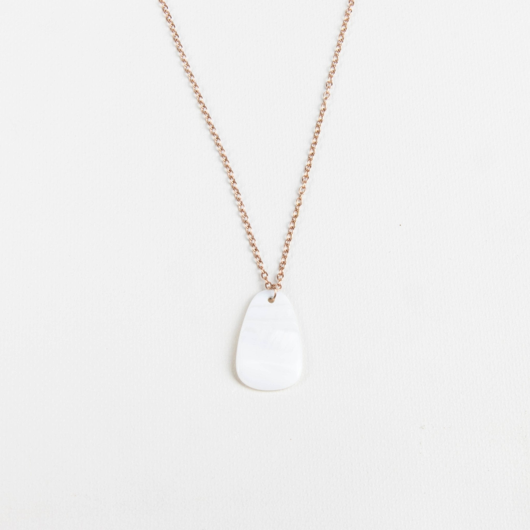 Jewelry, necklace - White Mother of Pearl Trapezoid Necklace with Rose Gold Chain - Minimalist Jewelry | LIKHA - LIKHÂ