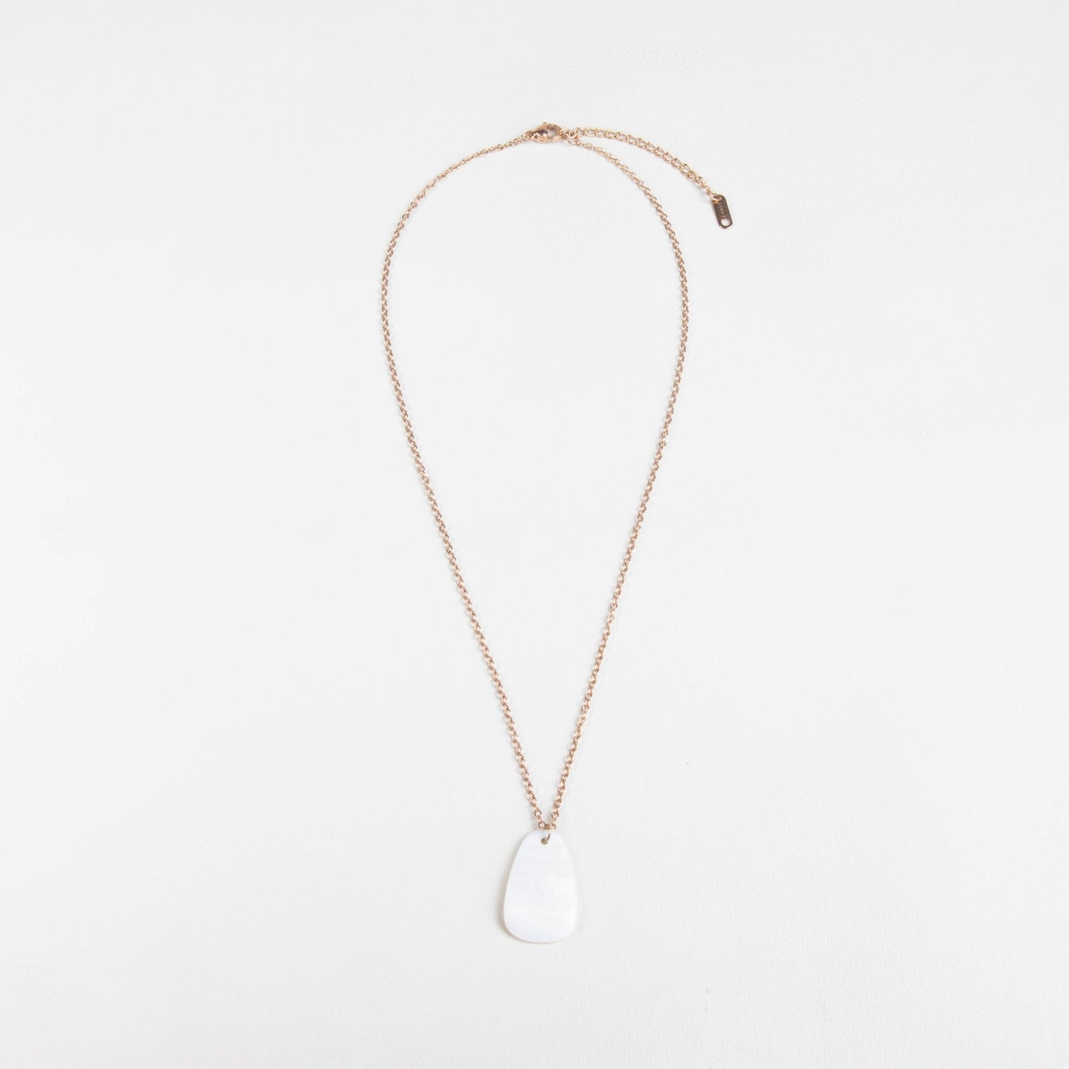 Jewelry, necklace - White Mother of Pearl Trapezoid Necklace with Rose Gold Chain - Minimalist Jewelry | LIKHA - LIKHÂ