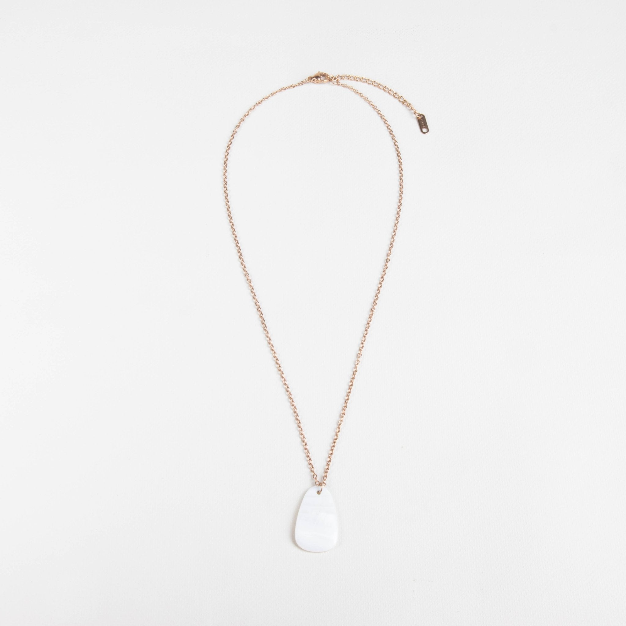 Jewelry, necklace - White Mother of Pearl Trapezoid Necklace with Rose Gold Chain - Minimalist Jewelry | LIKHA - LIKHÂ