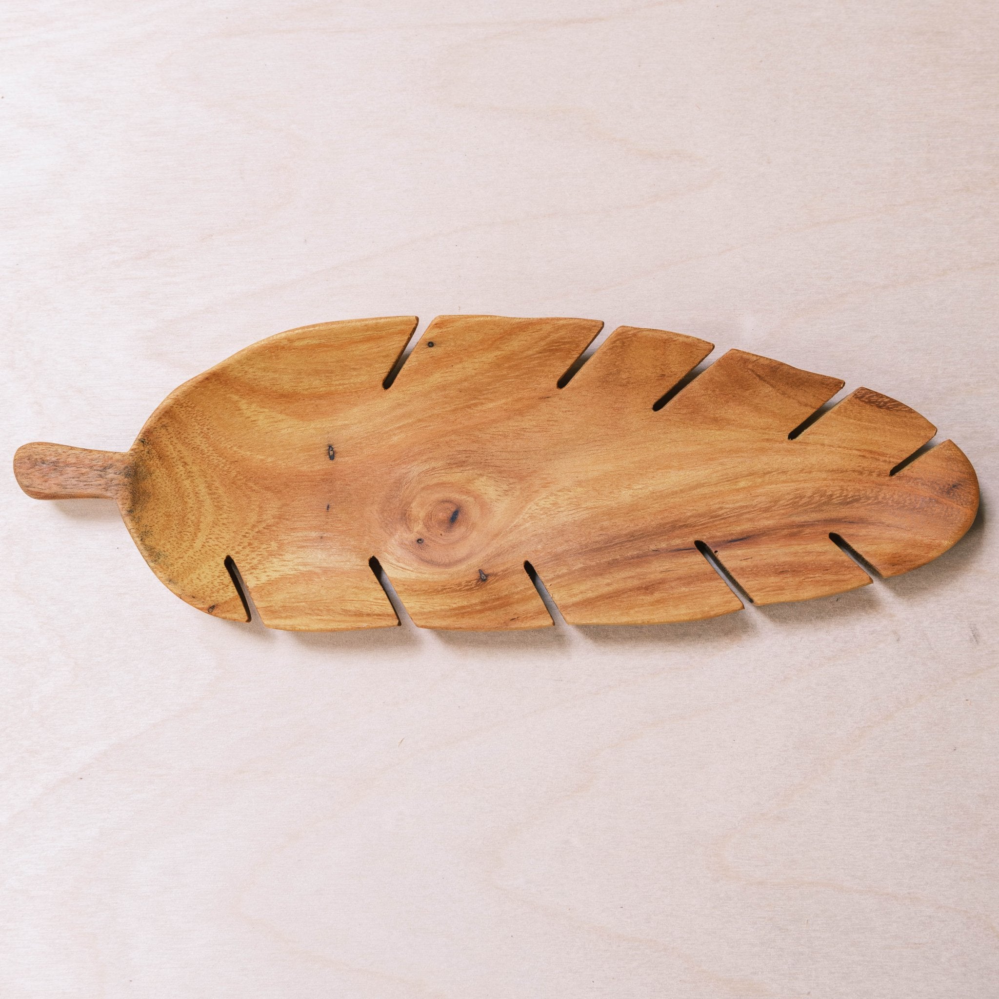 - Leaf Wood Tray - Natural Wooden Accent Piece | LIKHÂ - LIKHÂ